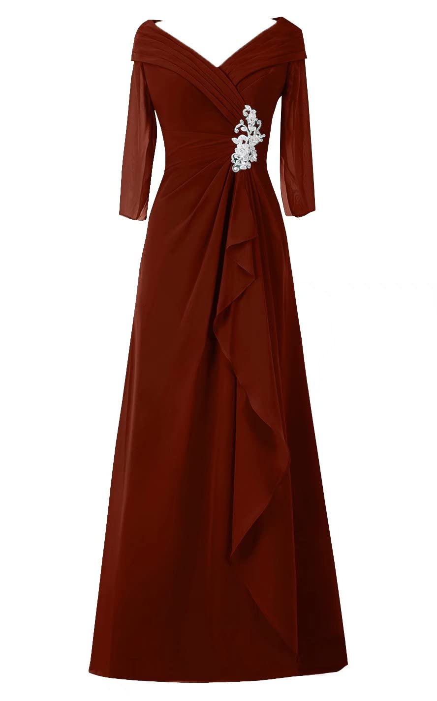 Elegant Plus Size Mother of The Bride Dresses 3/4 Sleeves V-Neck Formal Gown for Wedding, Evening Party & Special Occasions - Perfect for Wedding Ceremonies, Receptions & Formal Events