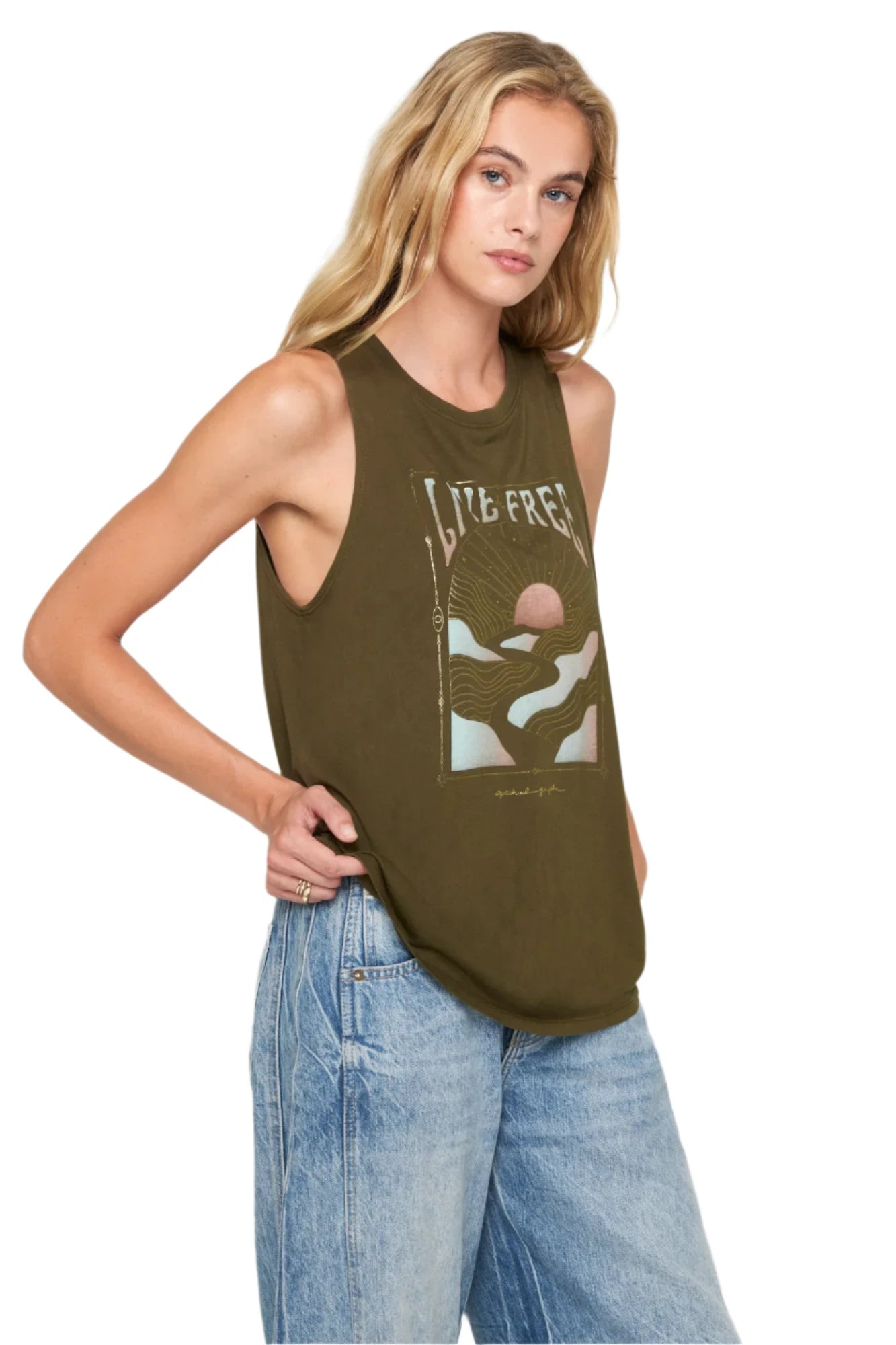 Live Free Jade Muscle Tank - Soft & Breathable Women's Workout Top for Yoga, Gym & Running | Comfortable Sleeveless Athletic Shirt