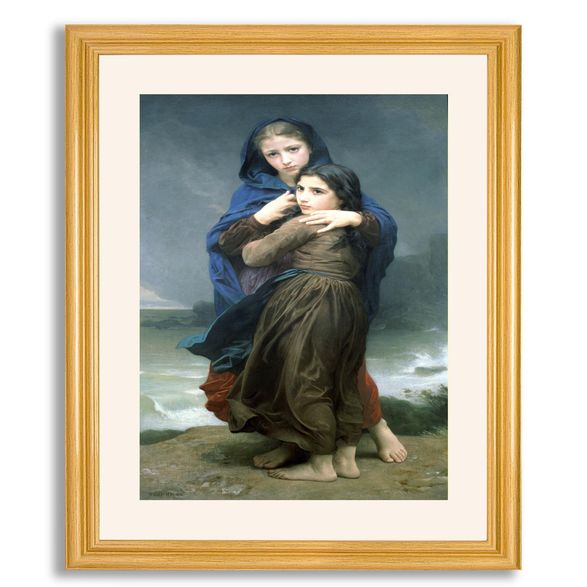 William Bouguereau Far from Home Framed Art Print - Premium Oil Painting Reproduction on Gallery Wrapped Canvas in Wood Frame - Perfect Wall Decor for Living Room, Bedroom & Office | Classic Home Artwork Gift Idea