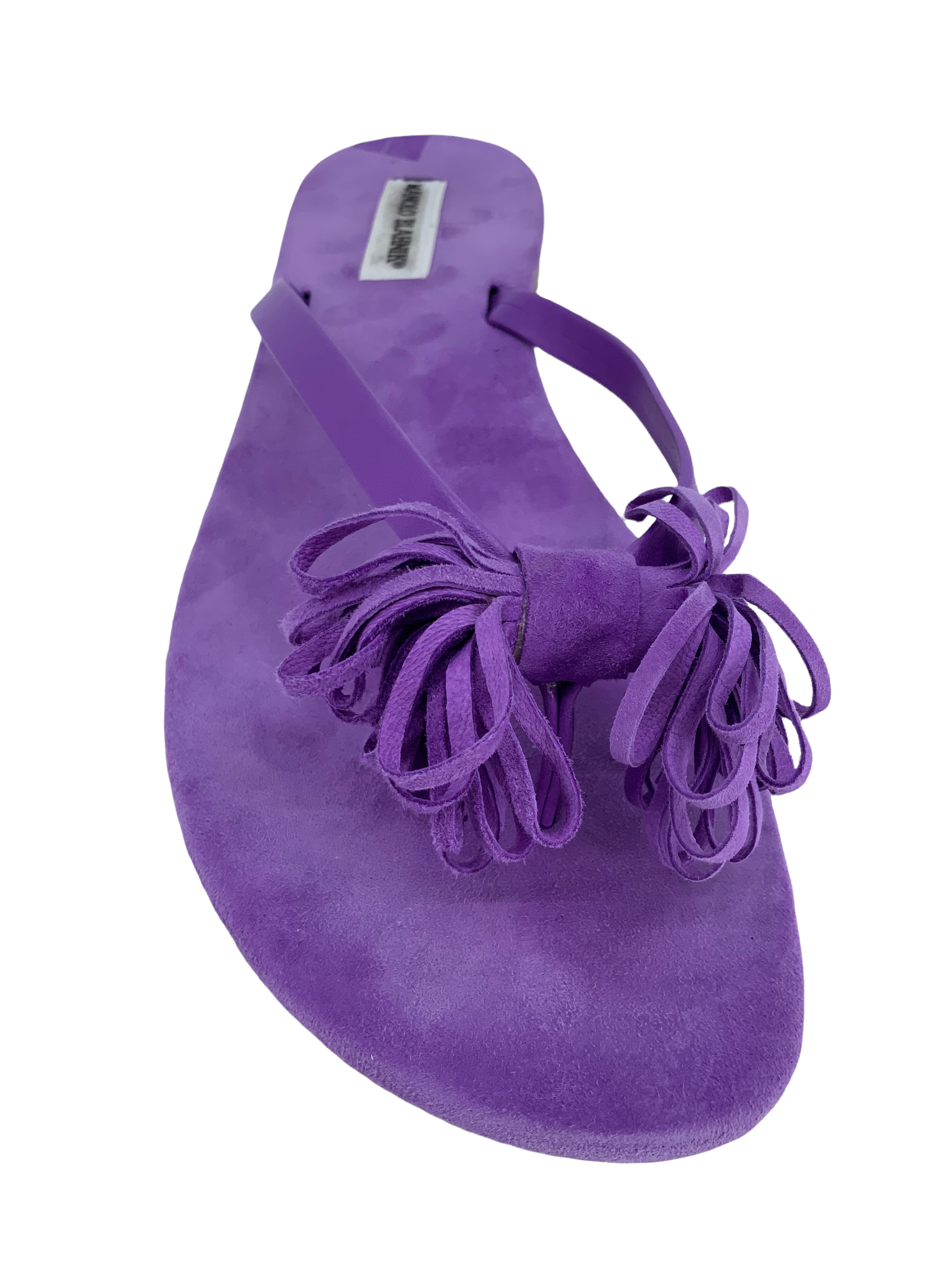 Manolo Blahnik Suede Tassel Thong Sandals for Women | Size 11 | Comfortable Summer Flip Flops | Perfect for Beach, Vacation & Casual Outfits