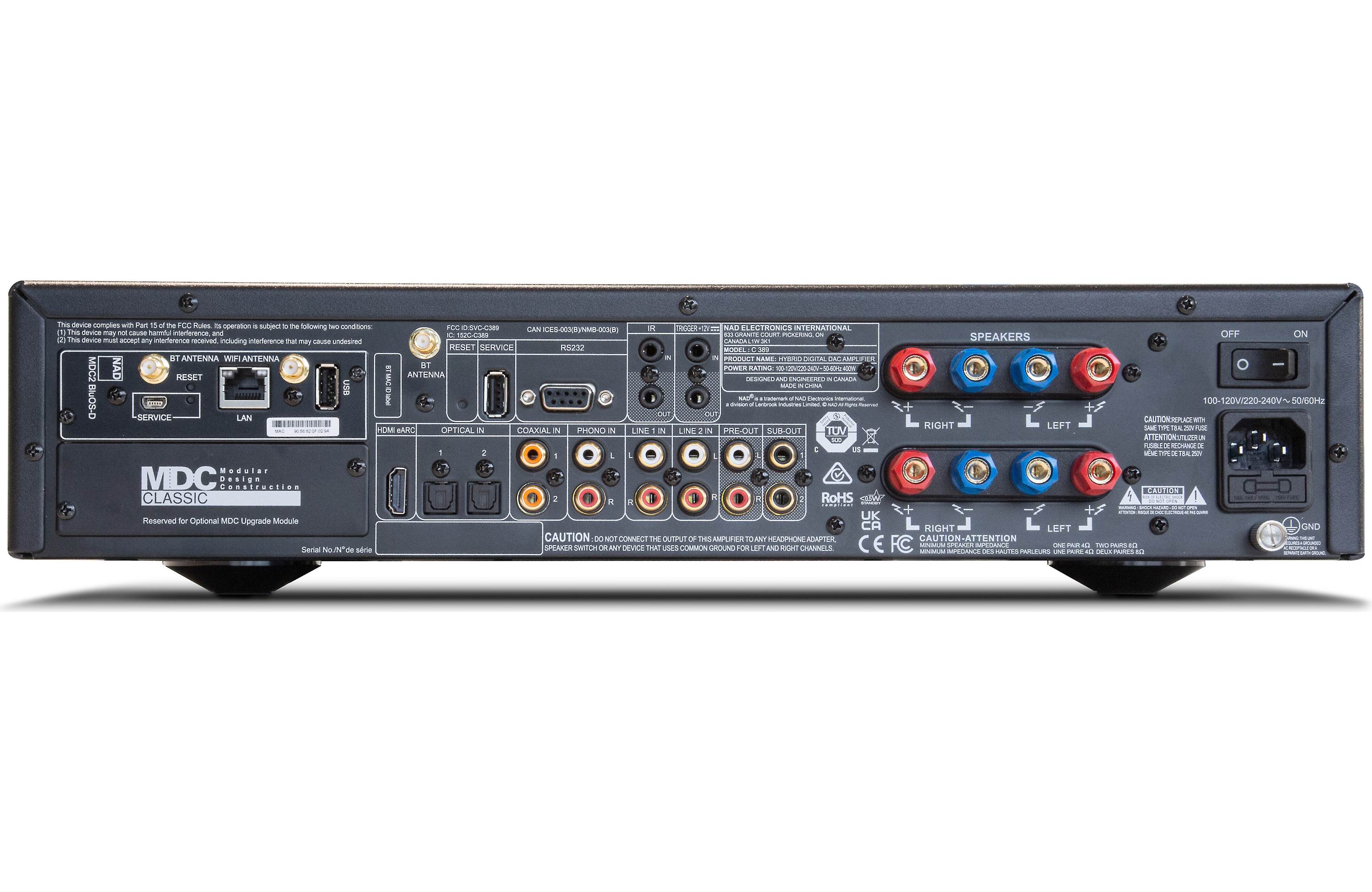 NAD Electronics C389 BluOS D Hybrid Digital DAC Integrated Amplifier with Bluetooth & MDC2 BluOS D Module - Hi-Fi Audio System for Home Theater & Music Listening