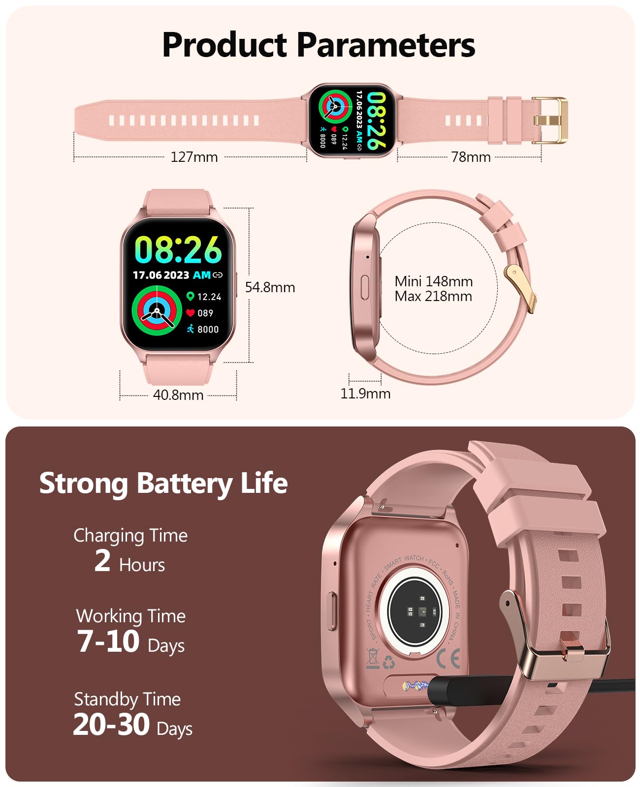 SOUYIE Smart Watch for Women with Call Function, 2.06
