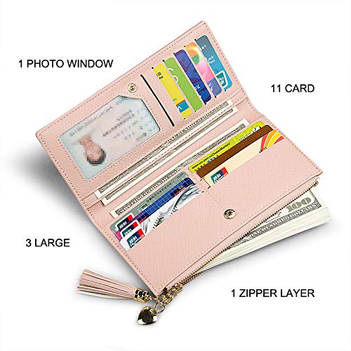 RFID Blocking Leather Wallet for Women - Slim Phone Clutch with Zipper Pocket & Credit Card Holder | Travel, Everyday Use & Gift for Ladies