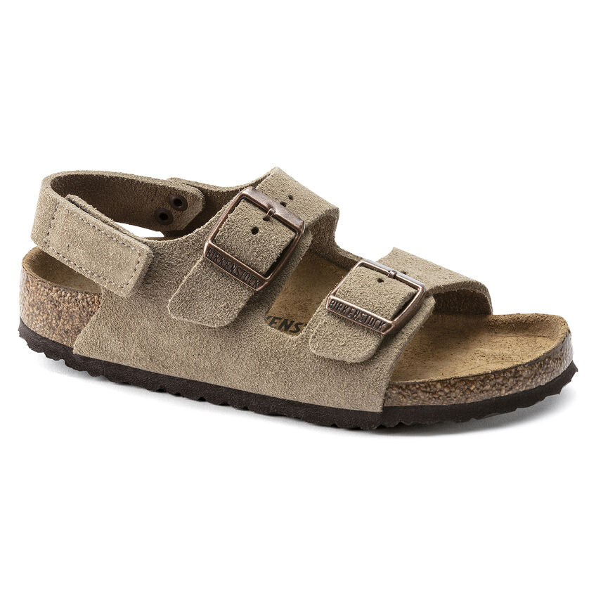 Birkenstock Kids Milano HL Suede Sandals - Comfortable Taupe Leather Footbed for Boys & Girls | Perfect for School, Beach & Outdoor Play