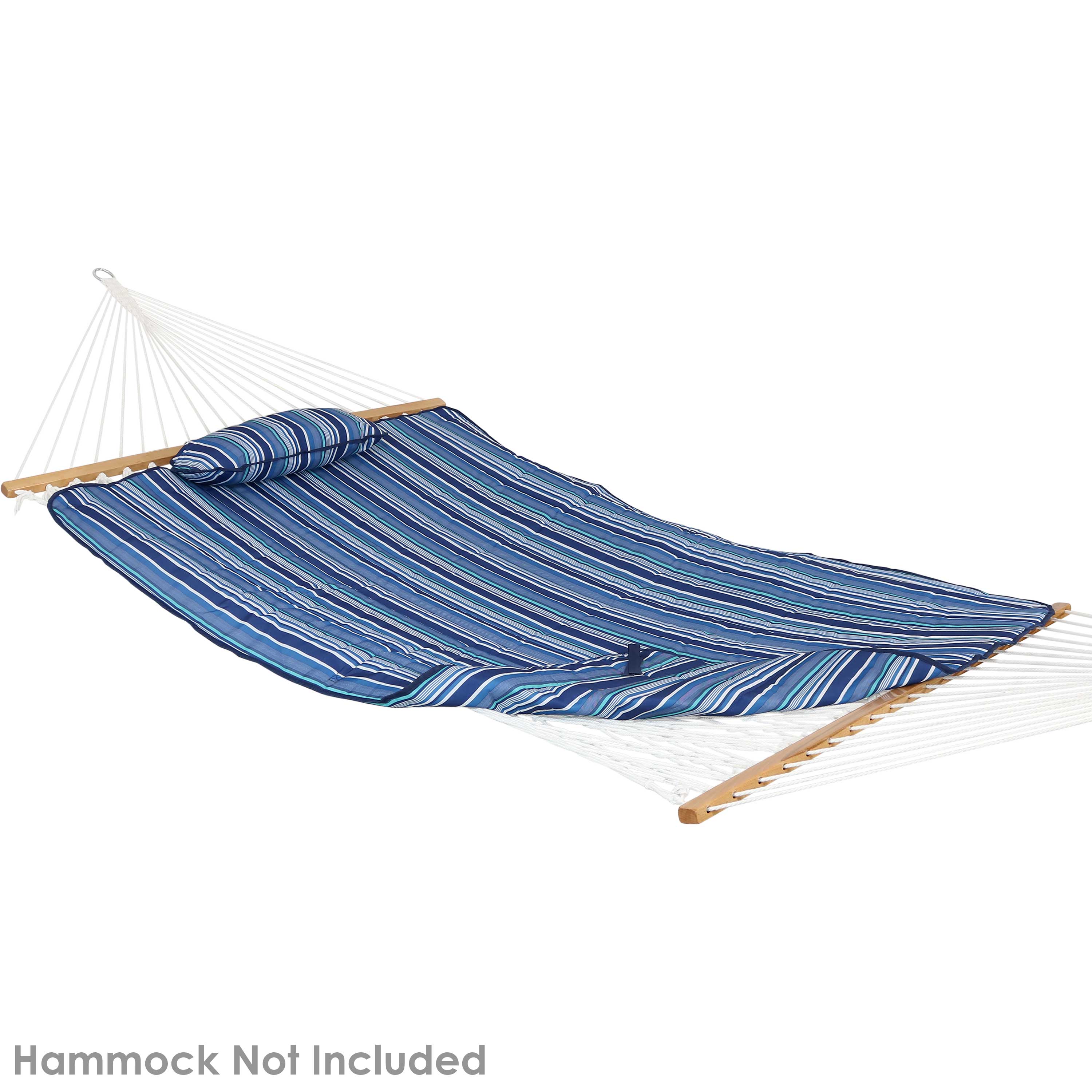 Sunnydaze Polyester Quilted Hammock Pad & Pillow Set - Waterproof Outdoor Cushion with Modern Breakwater Stripe Pattern for Patio, Poolside, Beach & Backyard Relaxation