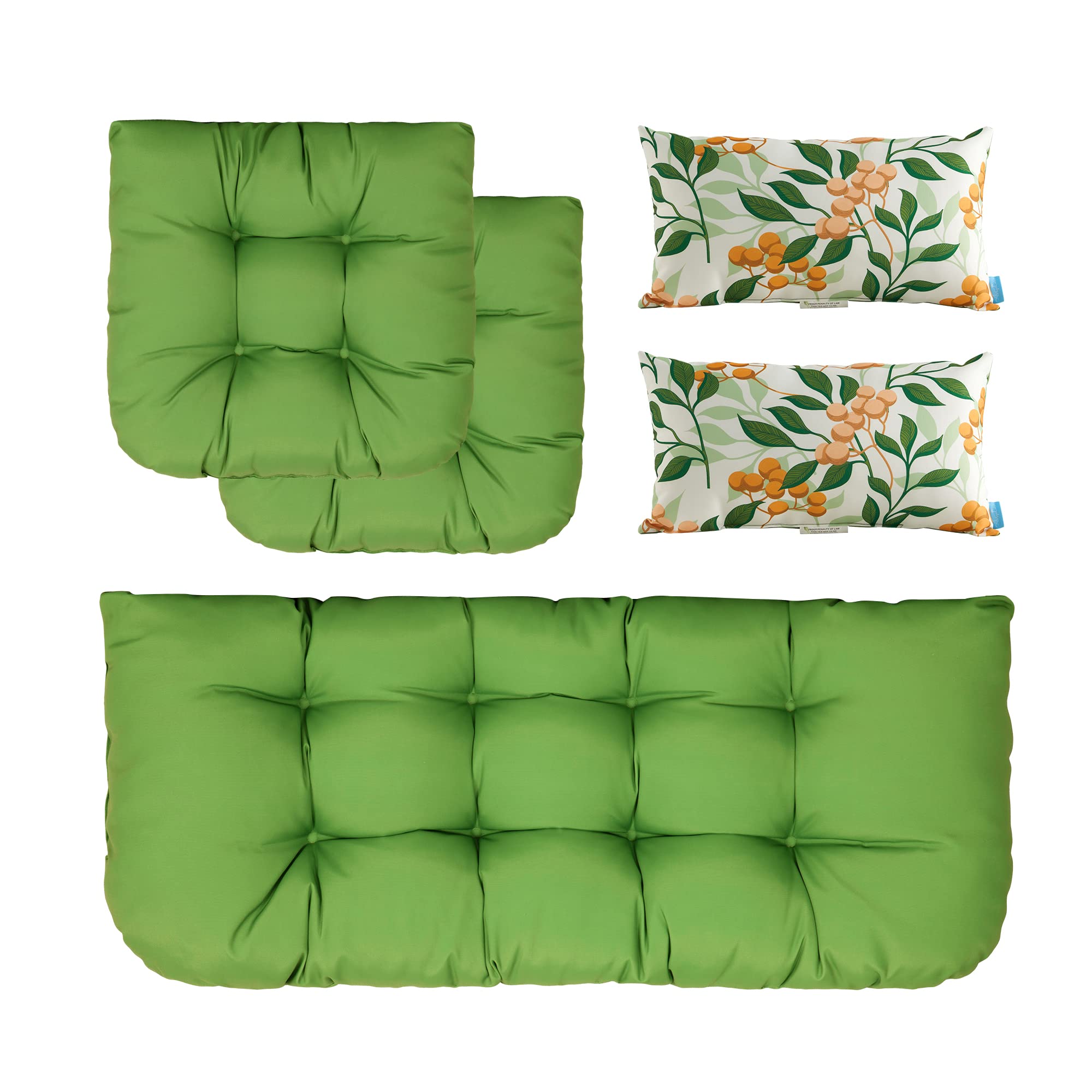 ARTPLAN All-Weather Outdoor Cushion Set - 5-Piece Wicker Tufted Loveseat & Bench Cushions for Patio Furniture | Waterproof & UV Resistant | Perfect for Garden, Deck, Poolside & Outdoor Lounge