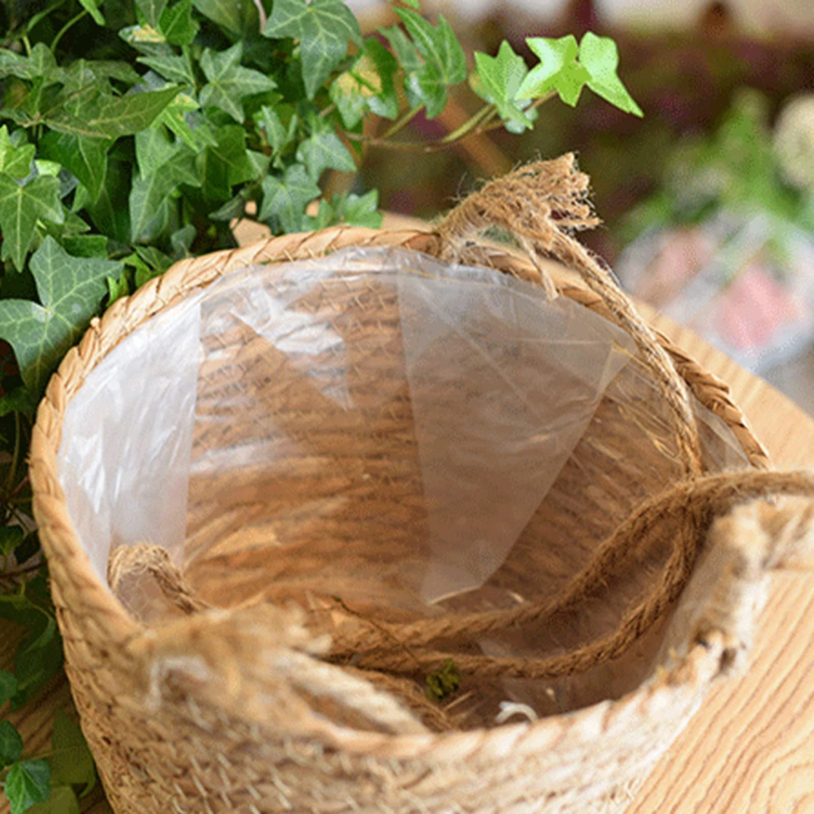 Macrame Seagrass Hanging Planter Basket - Natural Woven Flower Pot Holder for Indoor Plants, Home & Balcony Decor - Perfect for Boho Home Decor, Living Room Greenery, and Small Space Gardening