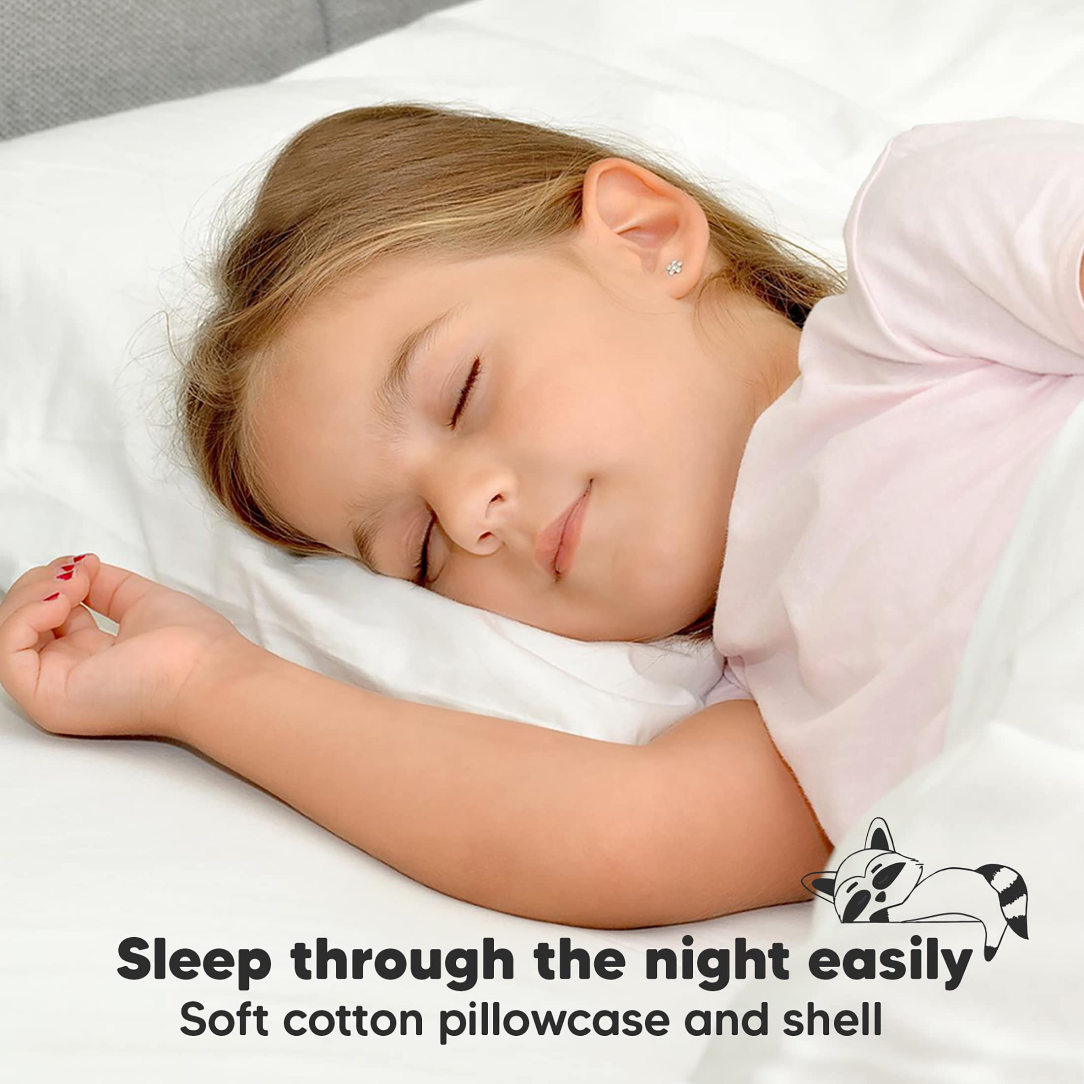 KeaBabies Organic Cotton Toddler Pillow with Pillowcase - 13x18 Inch My Little Dreamy Pillow for Kids Ages 2-5 | Soft & Hypoallergenic Sleeping Pillow for Toddler Bed, Travel & Nap Time | Perfect for Daycare, Car Rides & Airplane Trips