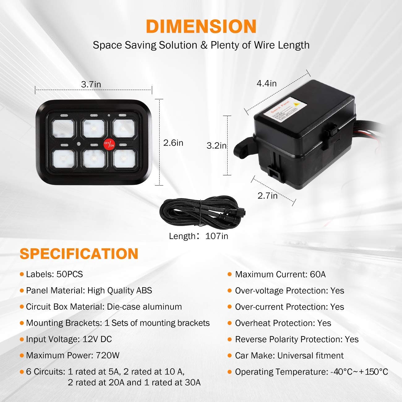 Auxbeam 2PCS 4D LED Light Pods with 6 Gang Switch Panel - Blue Off-Road Lighting Kit for Trucks, Jeeps & ATVs - Perfect for Night Driving, Camping & Outdoor Adventures