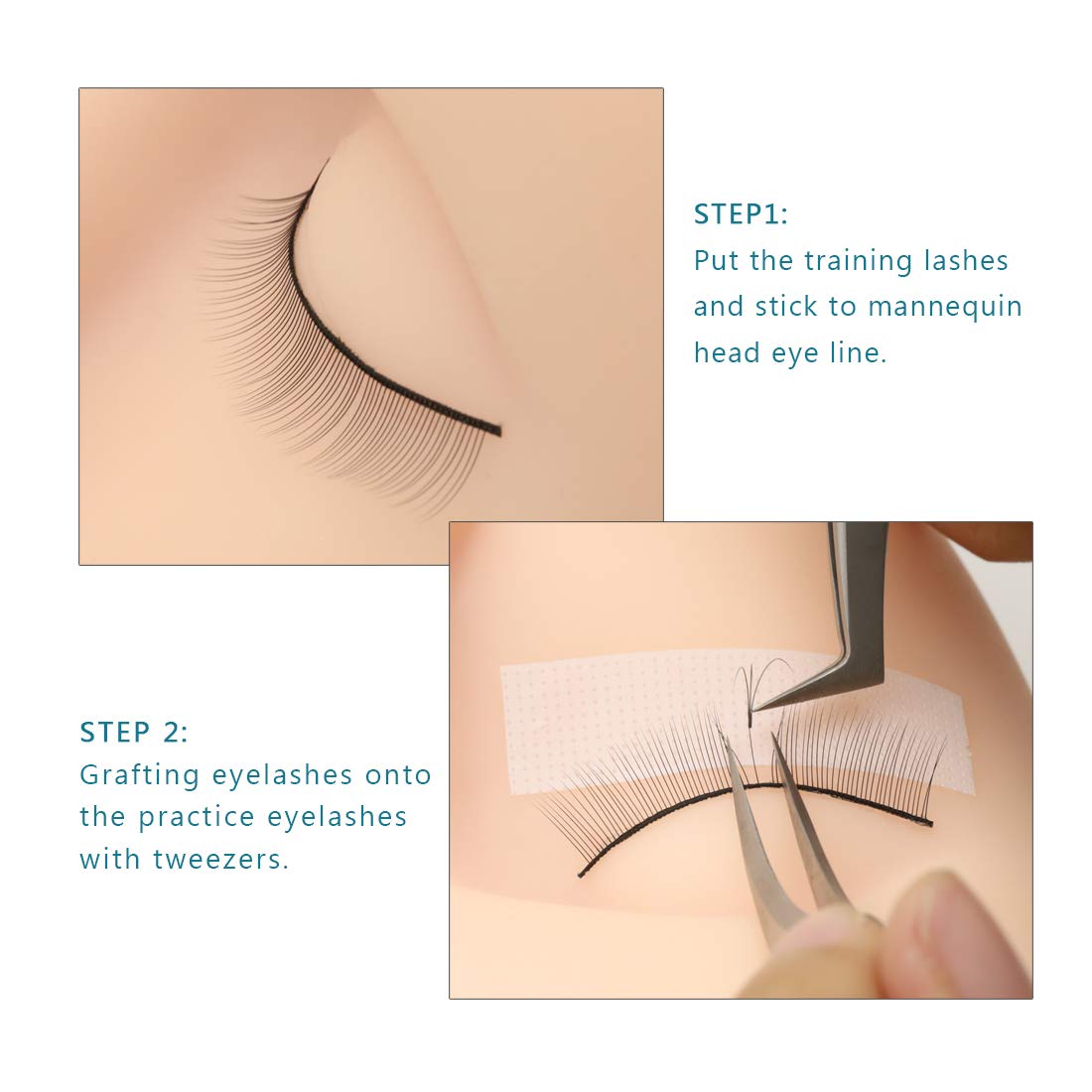 OBEYA 25 Pairs Self-Adhesive Practice Eyelash Strips - 8mm Training Lashes for Lash Extensions on Mannequin Head | Mimic Natural Lashes for DIY & Professional Use | Includes 10 Bonus Pairs for Lash Mapping | Perfect for Salon Training, Home Practice & Makeup Artists