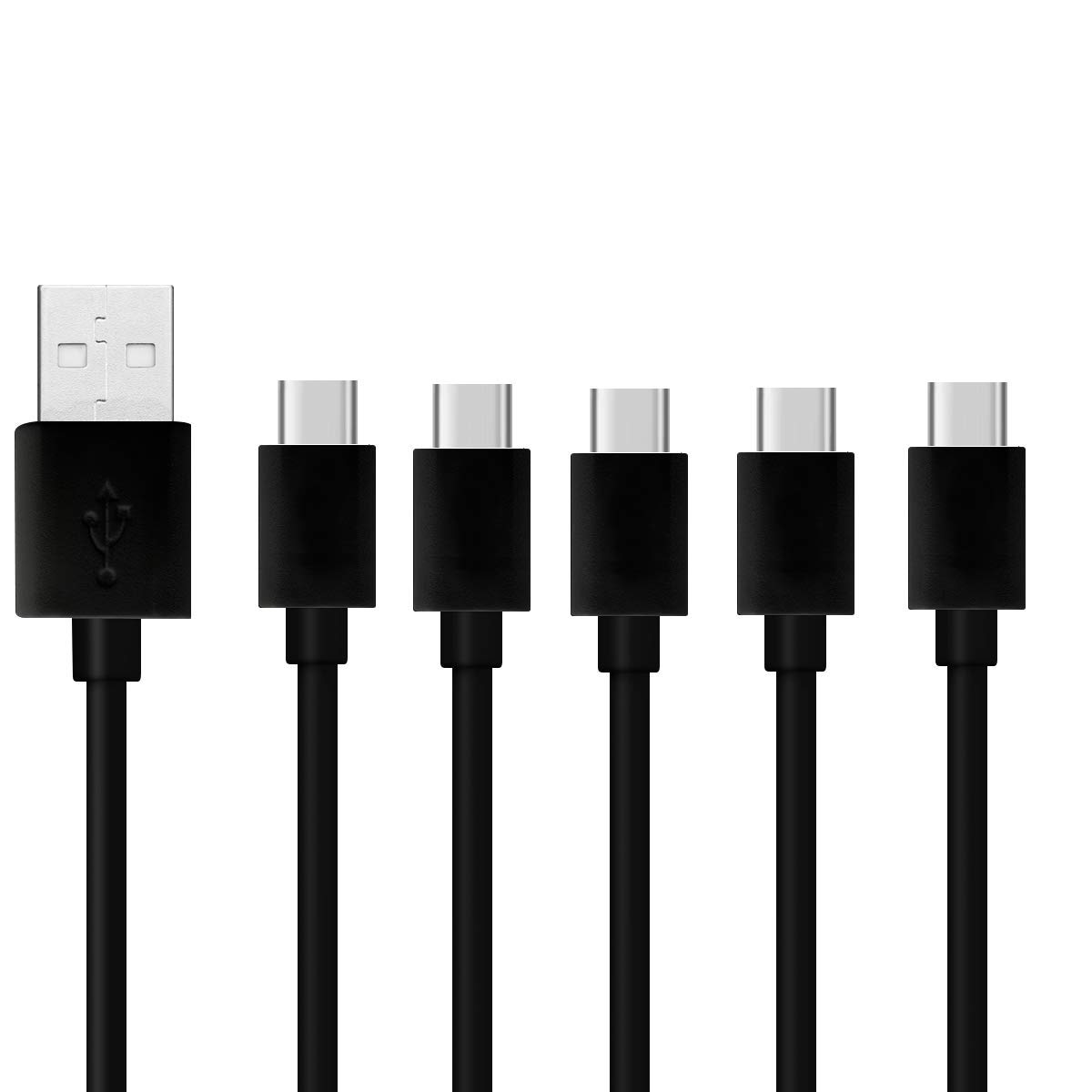 5-Pack 4FT USB C Fast Charging Cable for ZTE Blade X1 5G - High Speed Data Sync & Power Delivery (Black, US Version with Warranty) | Perfect for Home, Office & Travel Charging Needs