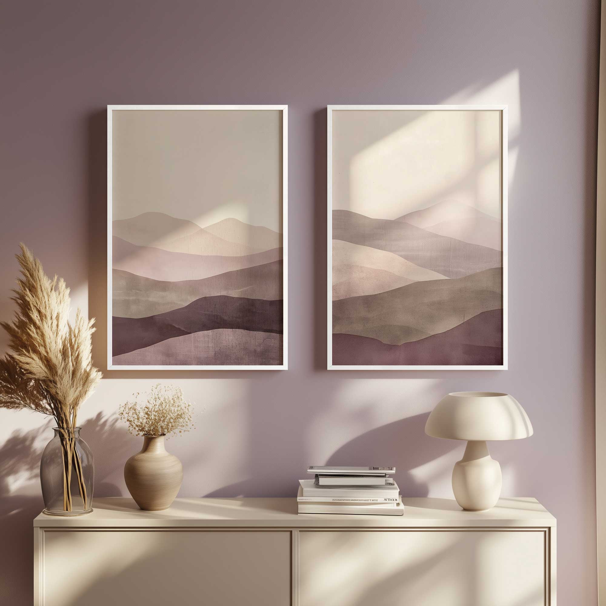 Amethyst Veil Set of 2 Wall Art Prints - Spiritual Decor for Bedroom, Meditation Room & Yoga Studio
