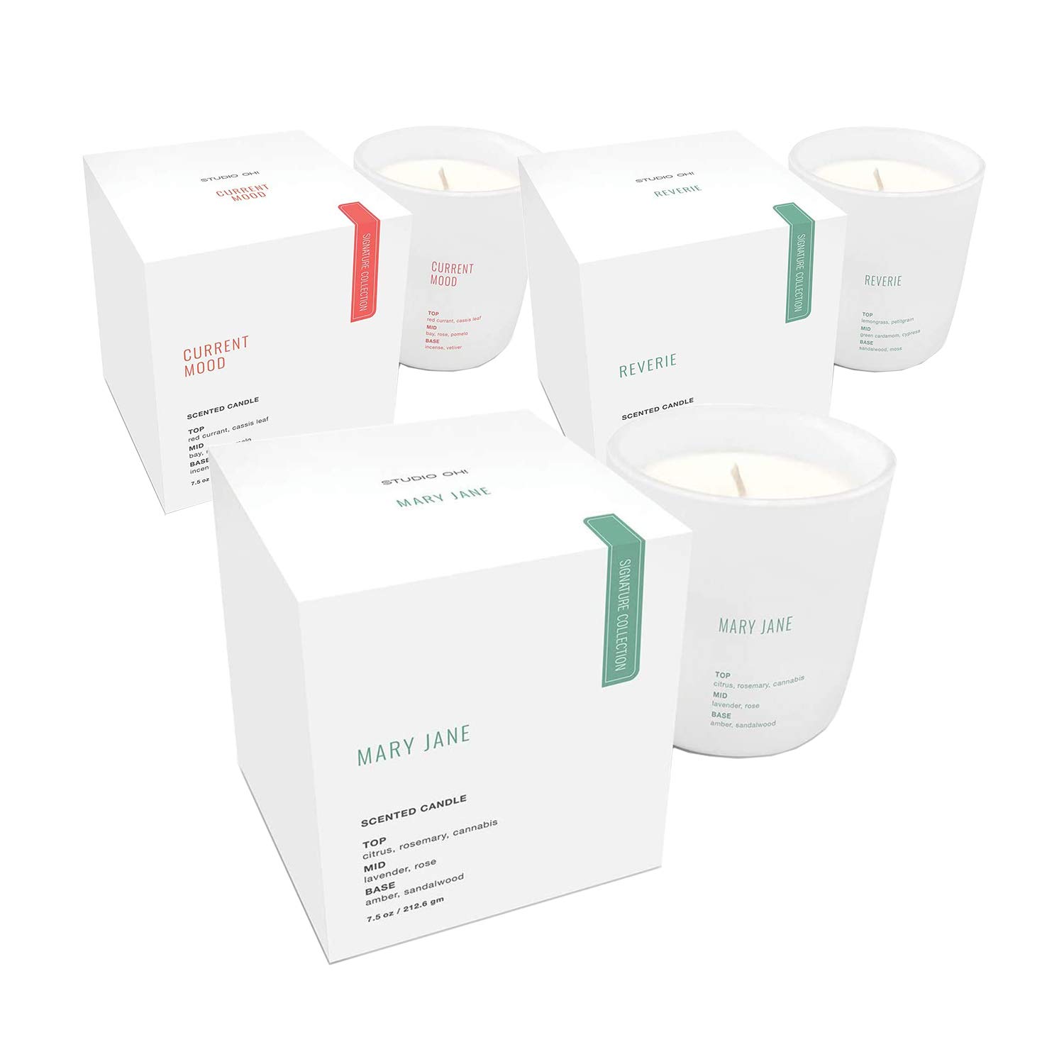 Studio Oh! Signature Collection Scented Candle - Mary Jane, Current Mood & Reverie Set | Aromatherapy Candles for Home Relaxation, Spa & Romantic Ambiance