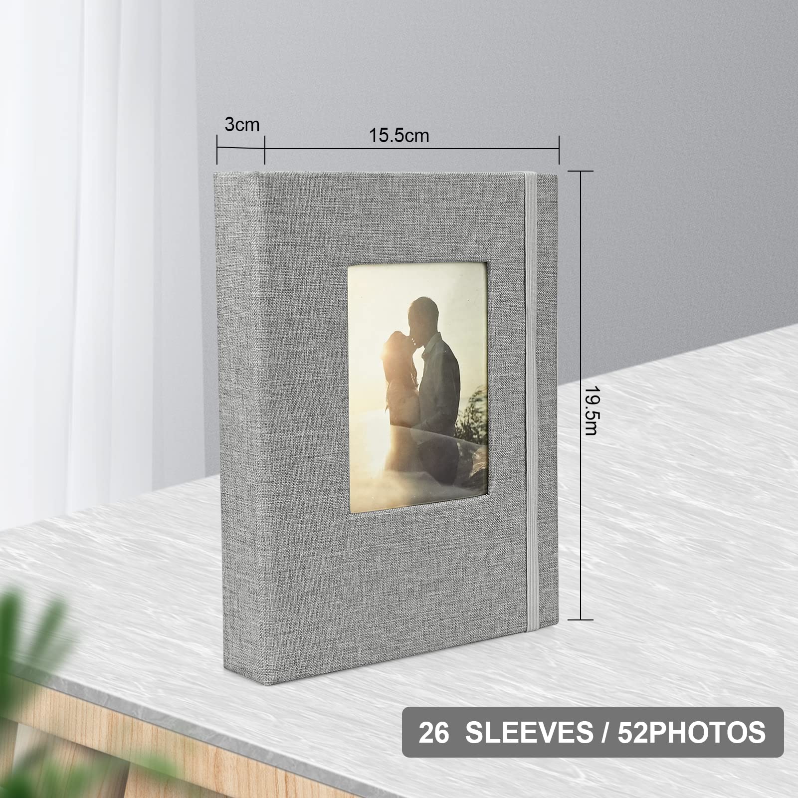 Premium Linen Photo Album 7x5 Inches (13x18cm) - 2 Pack, Mini Black Slip-In Pockets Holds 52 Photos, 26 Pages - Perfect for Baby, Wedding & Family Memories | Compact & Elegant for Home Décor, Gifts & Scrapbooking