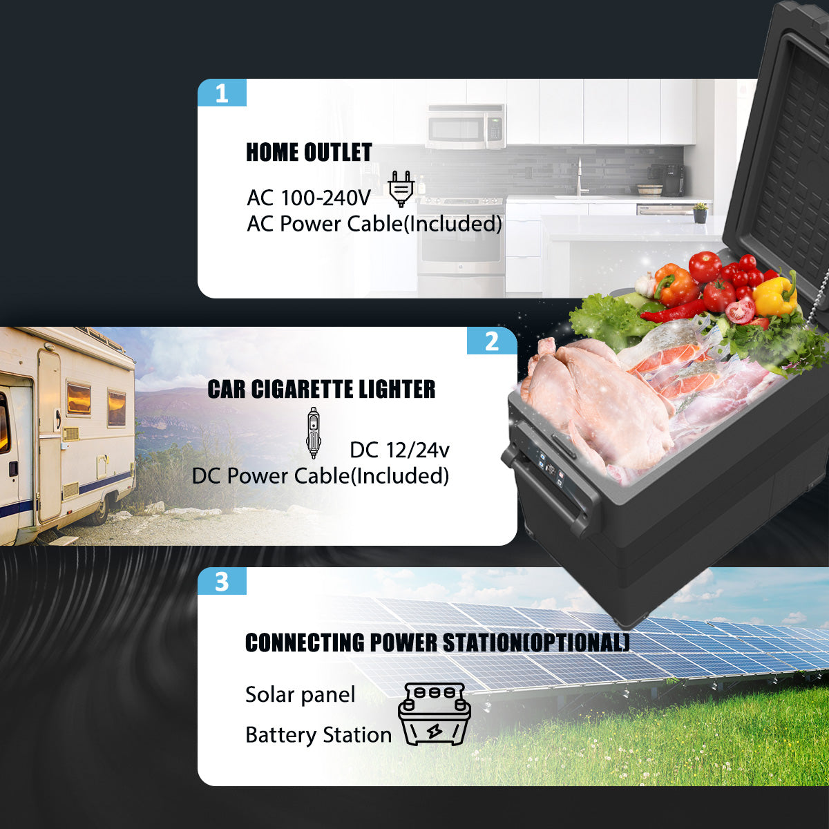 Alpicool NCF45 12V/24V Portable Car Refrigerator Freezer - 45L Compact Fridge for Road Trips, Camping & Outdoor Adventures