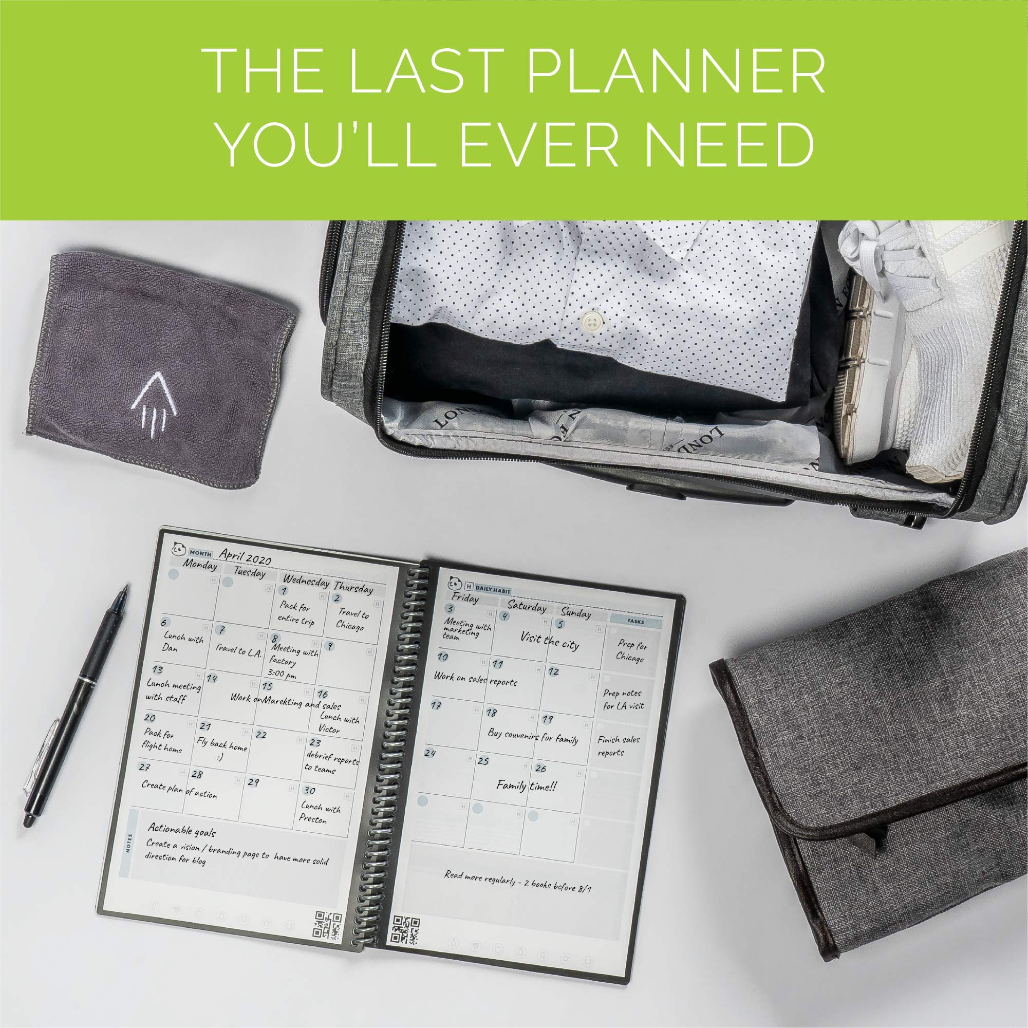 Rocketbook Panda Planner Reusable Smart Notebook - 6x8.8 Executive Size in Midnight Blue | Daily Weekly Monthly Planner with Cloud App Connectivity | Erasable Pages for Goal Setting, Journaling & Digital Organization | Perfect for Professionals, Students & Productivity Enthusiasts