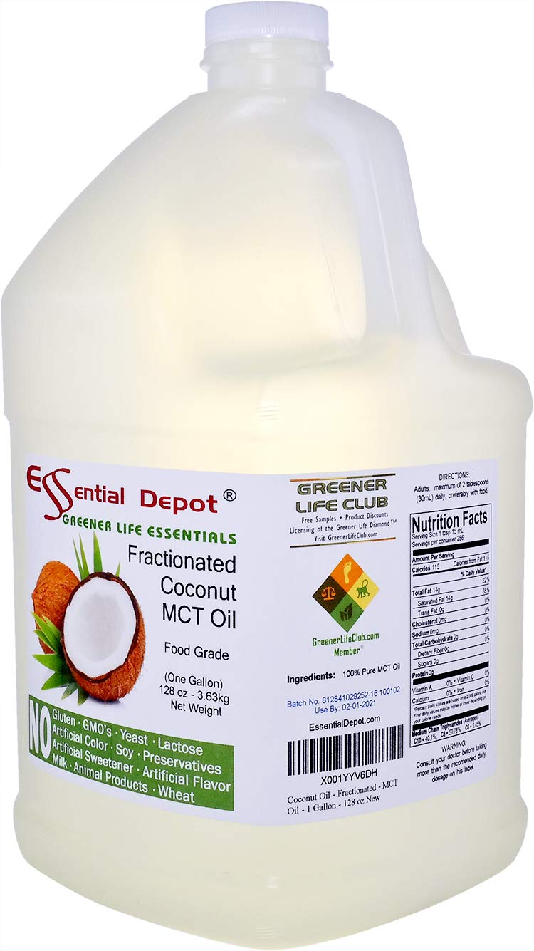 Premium Fractionated Coconut MCT Oil - Food Grade, 2 Gallons (256 oz) - 2 x 1 Gallon Containers - Ideal for Keto Cooking, Coffee Creamer & Skin Care