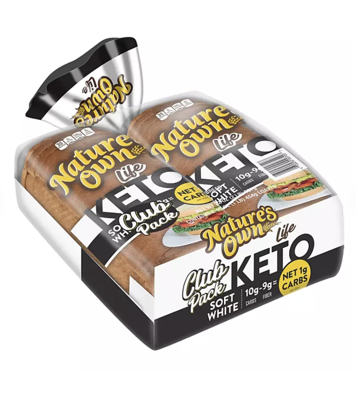 Nature's Keto Bread - Low Carb, Gluten Free, 16oz (2 Loaves) - Perfect for Ketogenic Diet & Healthy Breakfast