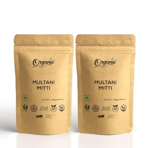 Organic Multani Mitti Powder (400g, Pack of 2) | Natural Fuller's Earth Clay for Face & Skin Care | Deep Cleansing Bentonite Clay Mask for Women & Men | Acne Treatment, Blackhead Removal, Oil Control | DIY Spa & Beauty Routine