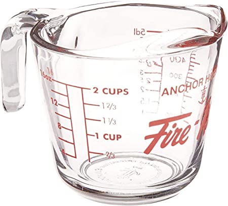 Fire King Glass Measuring Cup - 2 Cup (500ml) Durable Heat-Resistant Kitchen Measuring Cup for Baking, Cooking, and Mixing - Perfect for Home Chefs and Professional Bakers