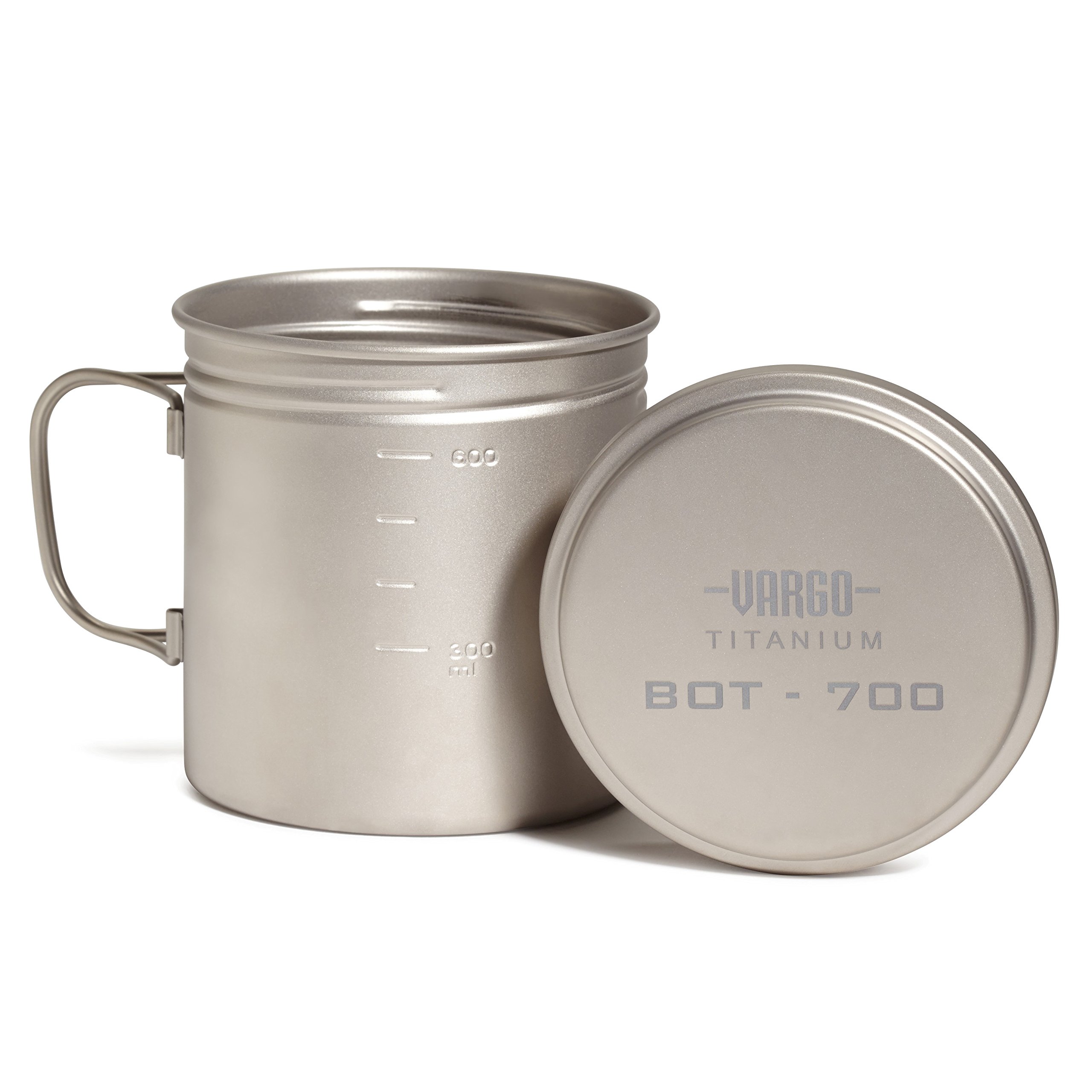 Vargo Titanium BOT-700 | 700ml (23 oz) Lightweight Titanium Cooking Pot & Water Bottle with Foldable Handles & Leakproof Lid | Perfect for Camping, Hiking & Backpacking | Durable Outdoor Cookware