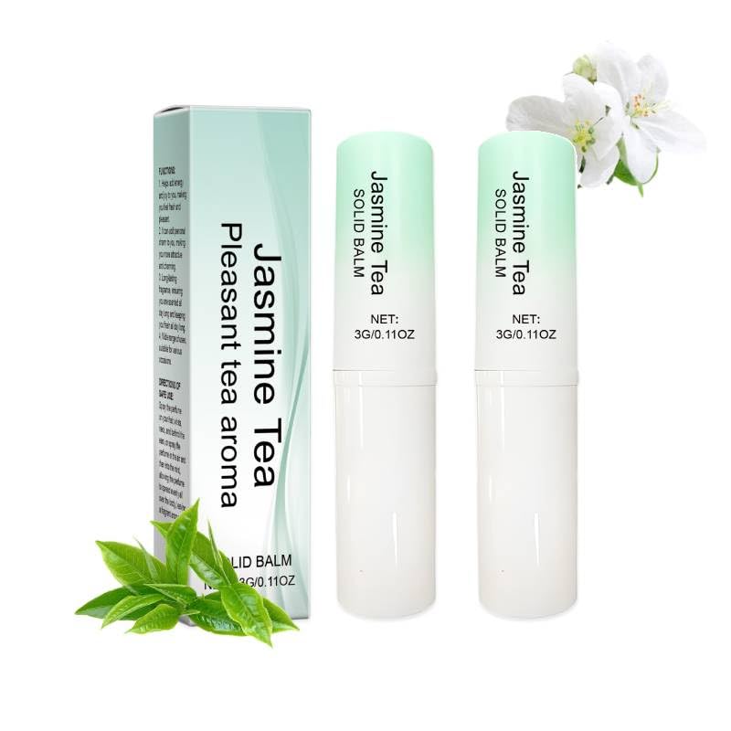 Jasmine & Green Tea Solid Perfume Balm - Long Lasting Natural Fragrance for Men & Women | Portable Travel-Size Scent | Elegant Aroma for Daily Wear, Office & Romantic Dates