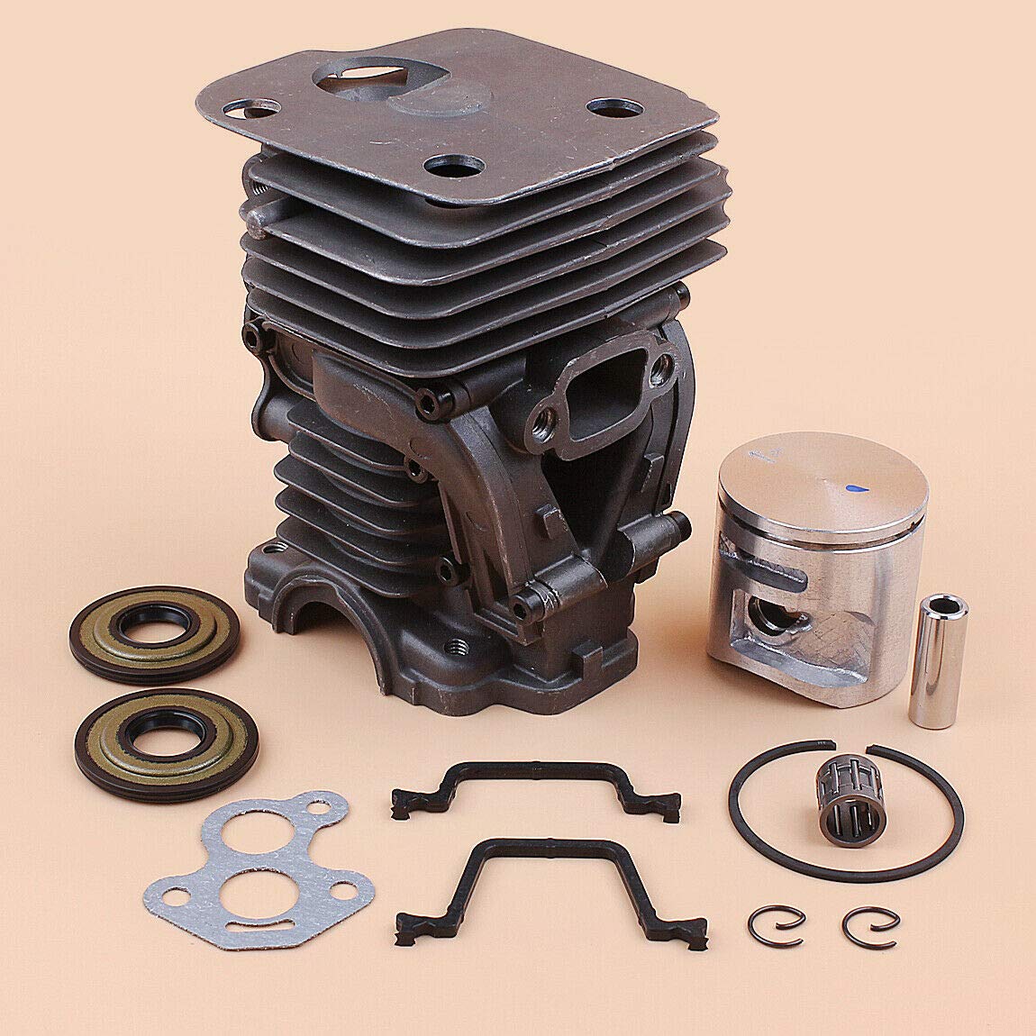 Husqvarna 450 445 Rancher Chainsaw 44mm Cylinder Piston Gaskets Oil Seal Kit Replacement Parts - Compatible with Chainsaw Maintenance & Repair