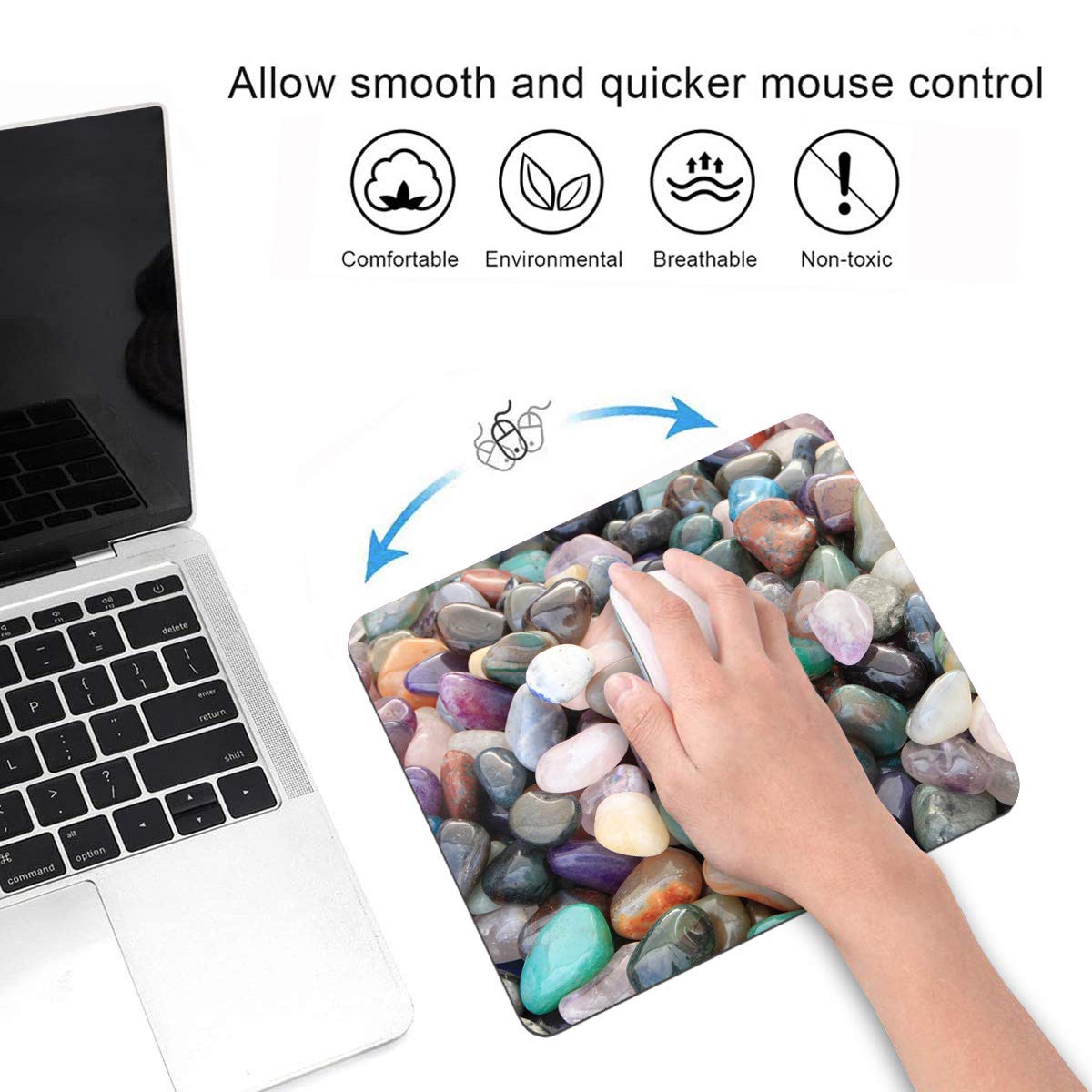 Non-Slip Cobble Mouse Pad and Coasters Set - Rubber Base Rectangle Mouse Pad for Laptop, Computer & Office Accessories - Perfect for Gaming, Work & Home Office Setup