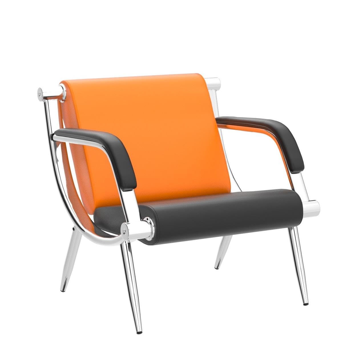 Premium PU Leather Waiting Room Chairs with Armrests - Office Lobby Conference Reception Guest Seating for Clinic, Airport, Hospital, Barber Salon & Bank - Comfortable & Durable (Orange & Black, Set of 2) - Perfect for Professional Spaces & High-Traffic Areas