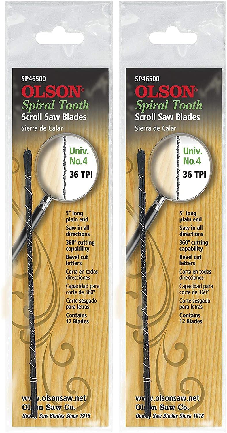 Olson Saw SP46500 Spiral Scroll Saw Blades - Pack of 2 for Woodworking, Crafting, and DIY Projects