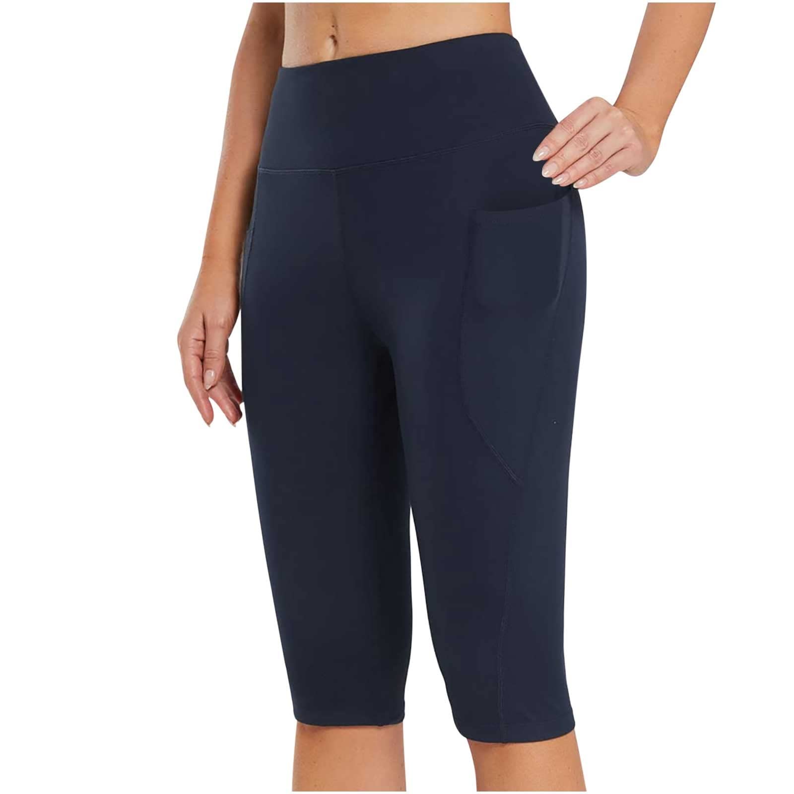 Women's High Waisted Workout Shorts - Gym Running Yoga Compression Capri Leggings with Pockets | Summer Exercise & Activewear for Fitness, Training & Casual Wear