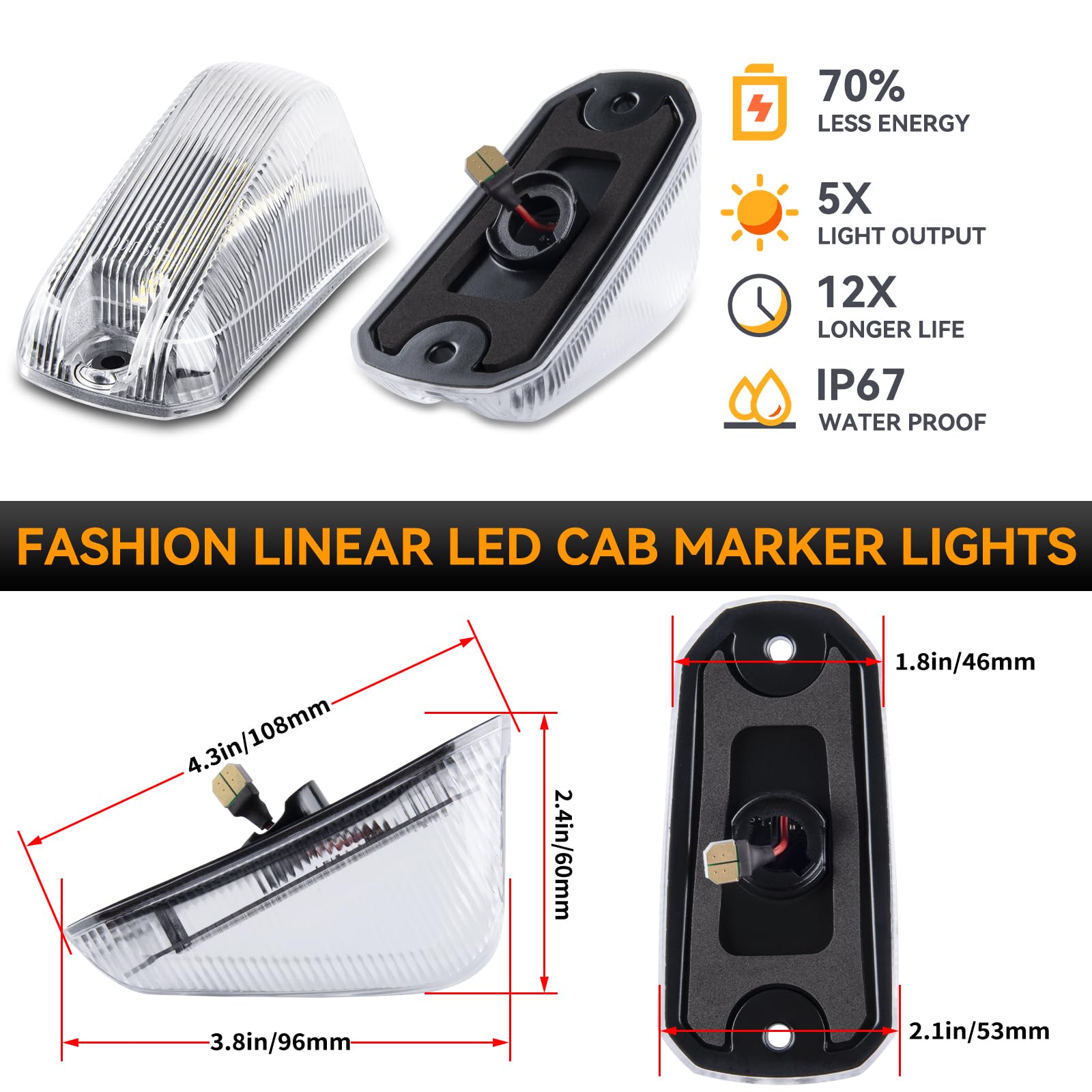 POPMOTORZ 5-Pack White LED Cab Roof Lights & Clearance Marker Lights for 2014-2020 Dodge RAM ProMaster 1500/2500/3500 - Waterproof Truck Roof Running Lights for Pickup Trucks, Vans & Commercial Vehicles (Ideal for Night Driving & Enhanced Visibility)
