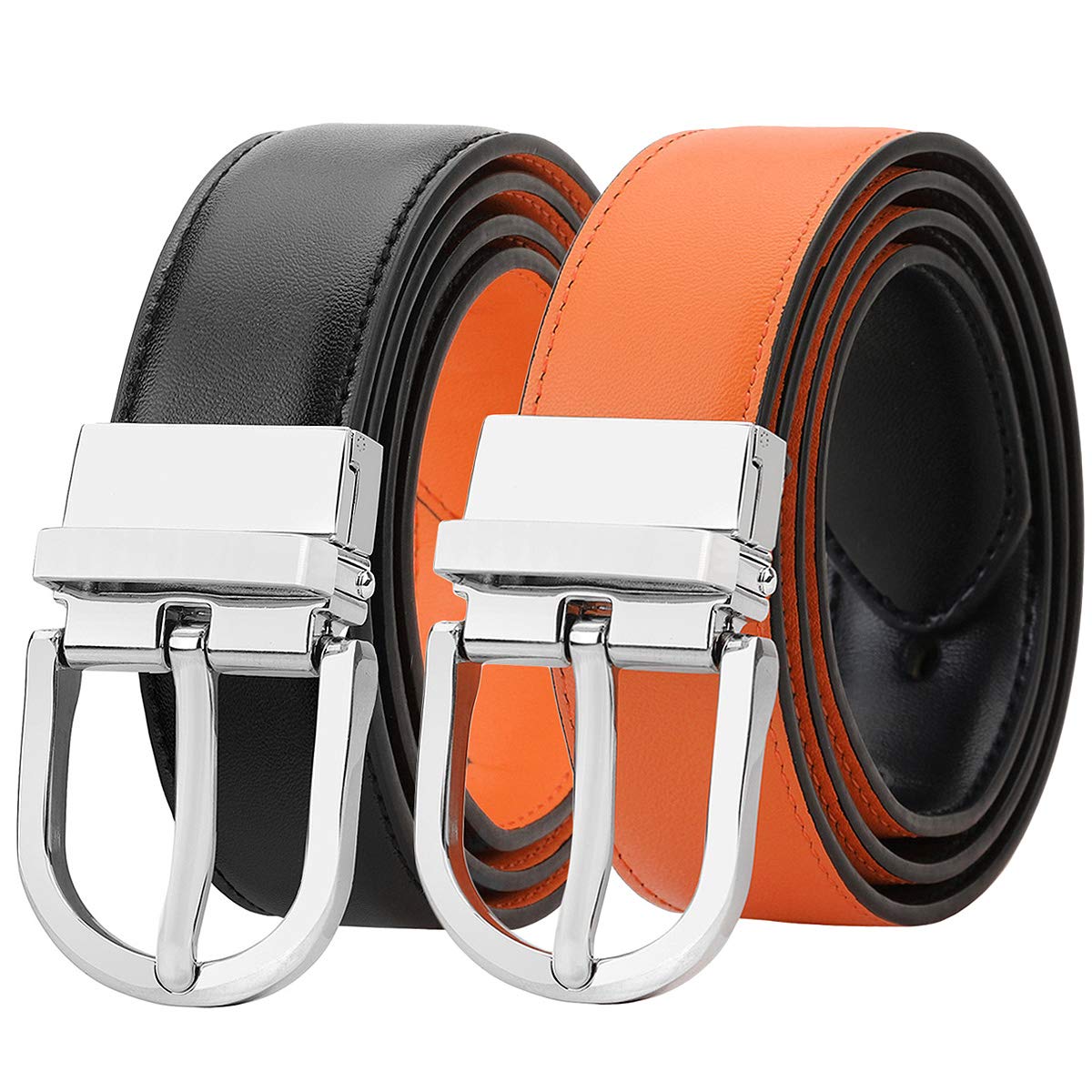 Falari Reversible Genuine Leather Belt for Women & Kids - 2 Colors in 1 Belt with Single Prong Buckle | Perfect for Casual Wear, Office & Daily Outfits