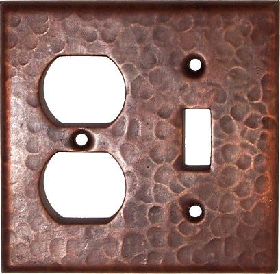 Hammered Copper Duplex Toggle Switch Plate Cover - Elegant & Durable for Home, Office, and Commercial Use