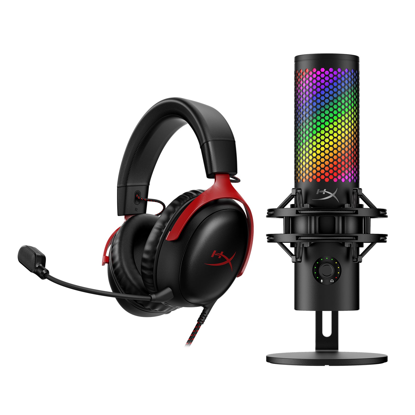 HyperX Cloud III Wired Gaming Headset with QuadCast S USB Microphone Bundle - Perfect for PC, PS5, Xbox & Streaming Setup
