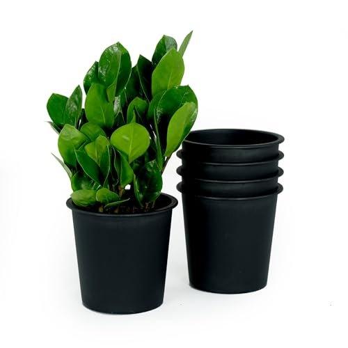 Catleza 5-Pack Plastic Plant Pots for Nursery & Garden with Drainage Holes - Ideal for Indoor Plants, Succulents, Herbs & Seedlings