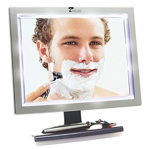 ToiletTree Deluxe LED Fogless Shower Mirror with Squeegee - Anti-Fog Bathroom Mirror for Shaving & Skincare - Perfect for Steam Showers and Small Spaces