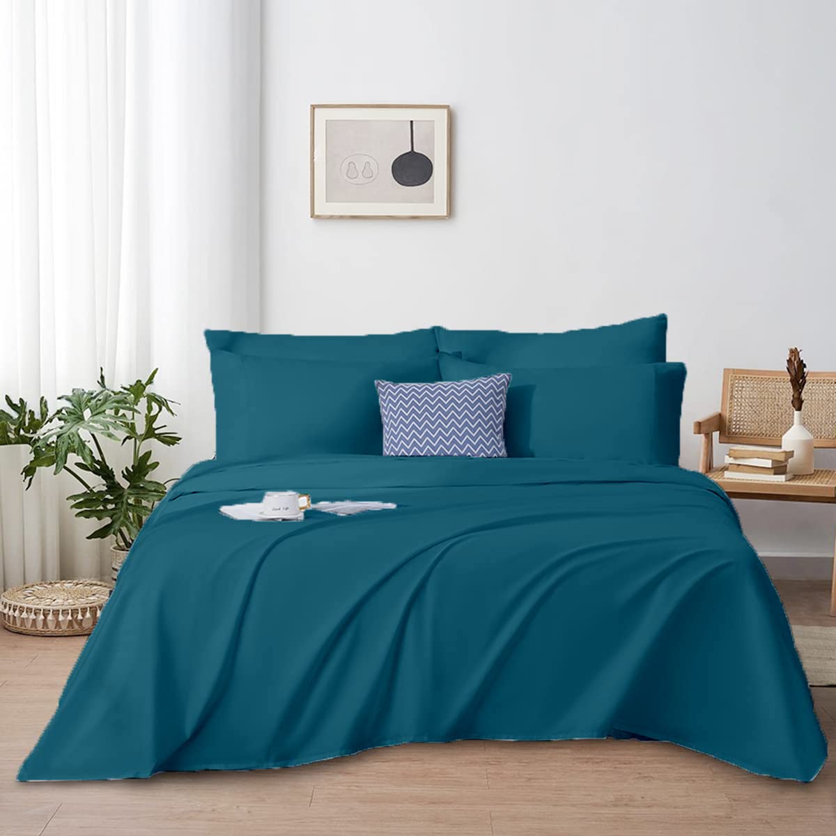 Luxury 4-Piece Queen Size Sheet Set - 100% Egyptian Cotton, Soft & Breathable Bed Sheets with 16-18