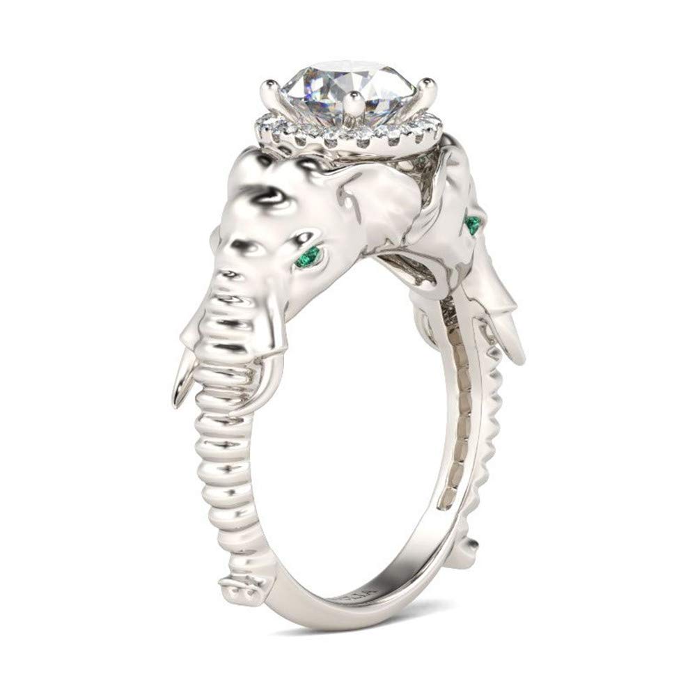 Jeulia 2.5 Carat Elephant Ring Set for Women - 925 Sterling Silver Cubic Zirconia Wedding Band, Engagement & Anniversary Rings - Romantic CZ Solitaire Promise Rings for Brides, Perfect for Proposals, Weddings & Special Occasions
