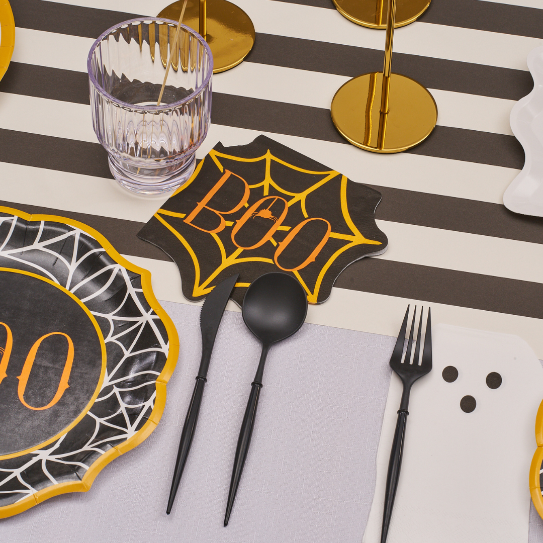 Halloween Boo Treats Table Setting Kit - Spooky Ghost Decorations for Halloween Party, Dinner Table, and Home Decor - Perfect for Trick or Treat, Themed Events, and Festive Gatherings