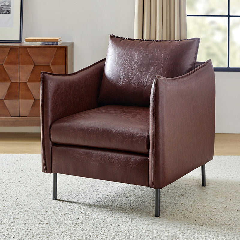Felix Faux Leather Armchair - Modern PU Leather Accent Chair for Living Room, Office & Lounge - Comfortable Mid-Century Style Seating for Home Decor