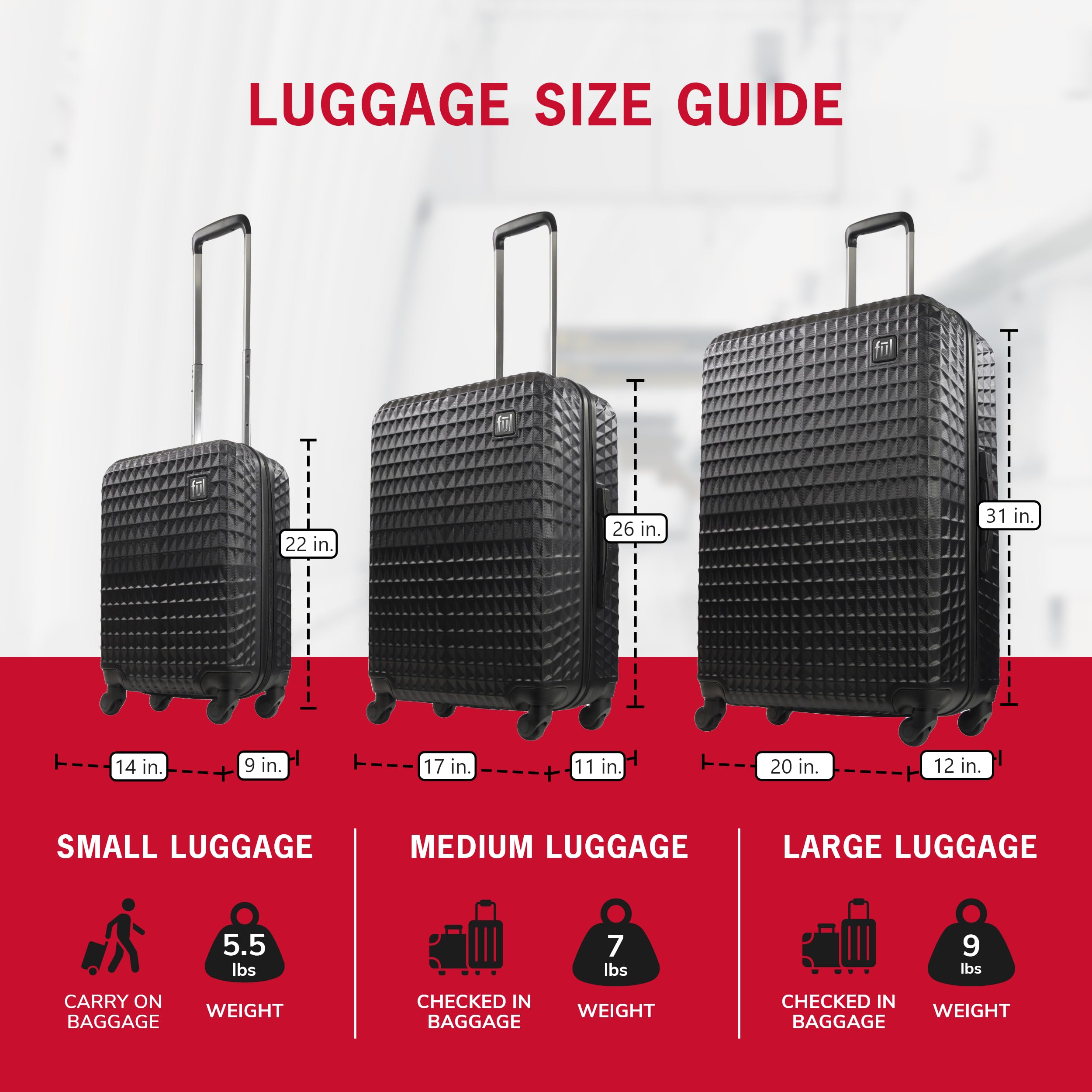 FUL Geo 26 Inch Hardshell Rolling Luggage with 360° Spinner Wheels - Lightweight Expandable Carry On Suitcase for Travel, Business Trips & Weekend Getaways (Black)