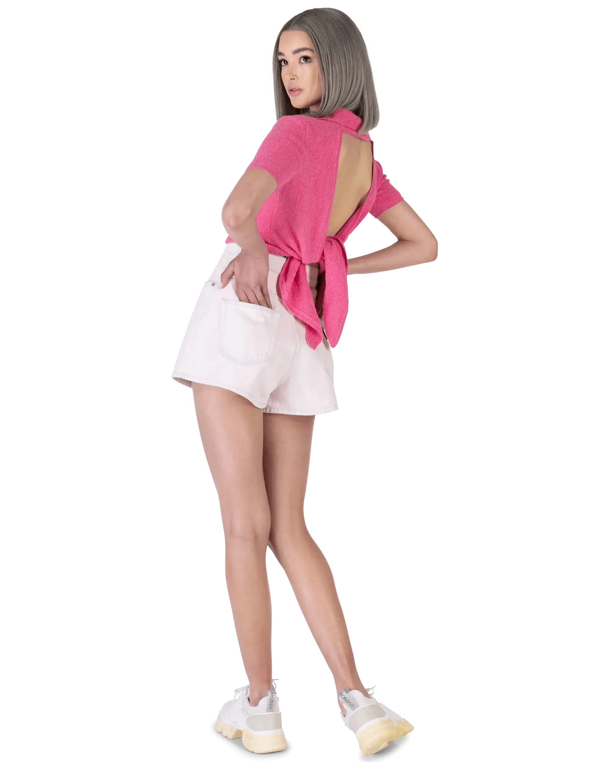 Bagnu Back Tie Polo Shirt for Women - Stylish & Comfortable Knit Top for Casual Wear, Office, and Outings