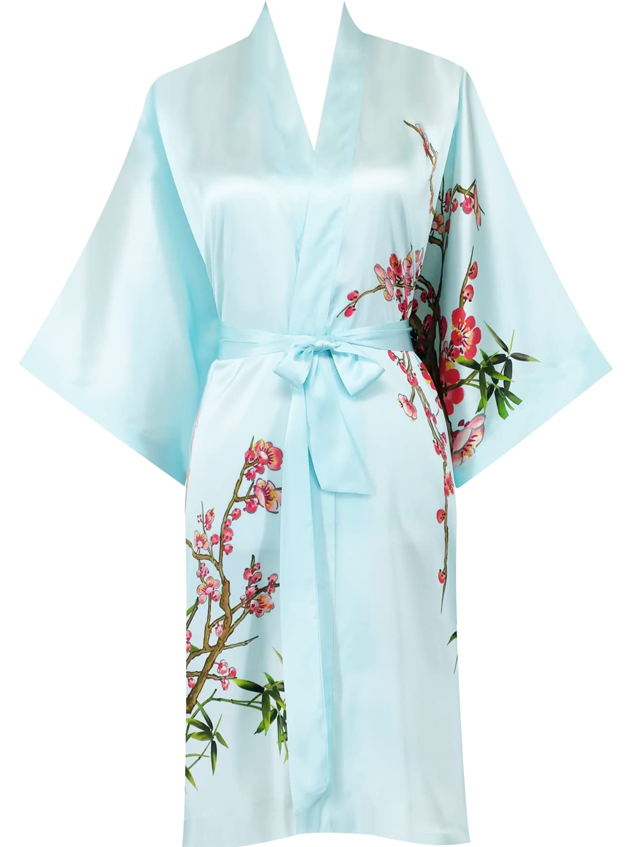Women's 100% Pure Silk Kimono Robe - Short Sleeve Bathrobe & Pajama Set for Spa, Lounge & Sleepwear | Lightweight Summer Cover Up for Home & Travel