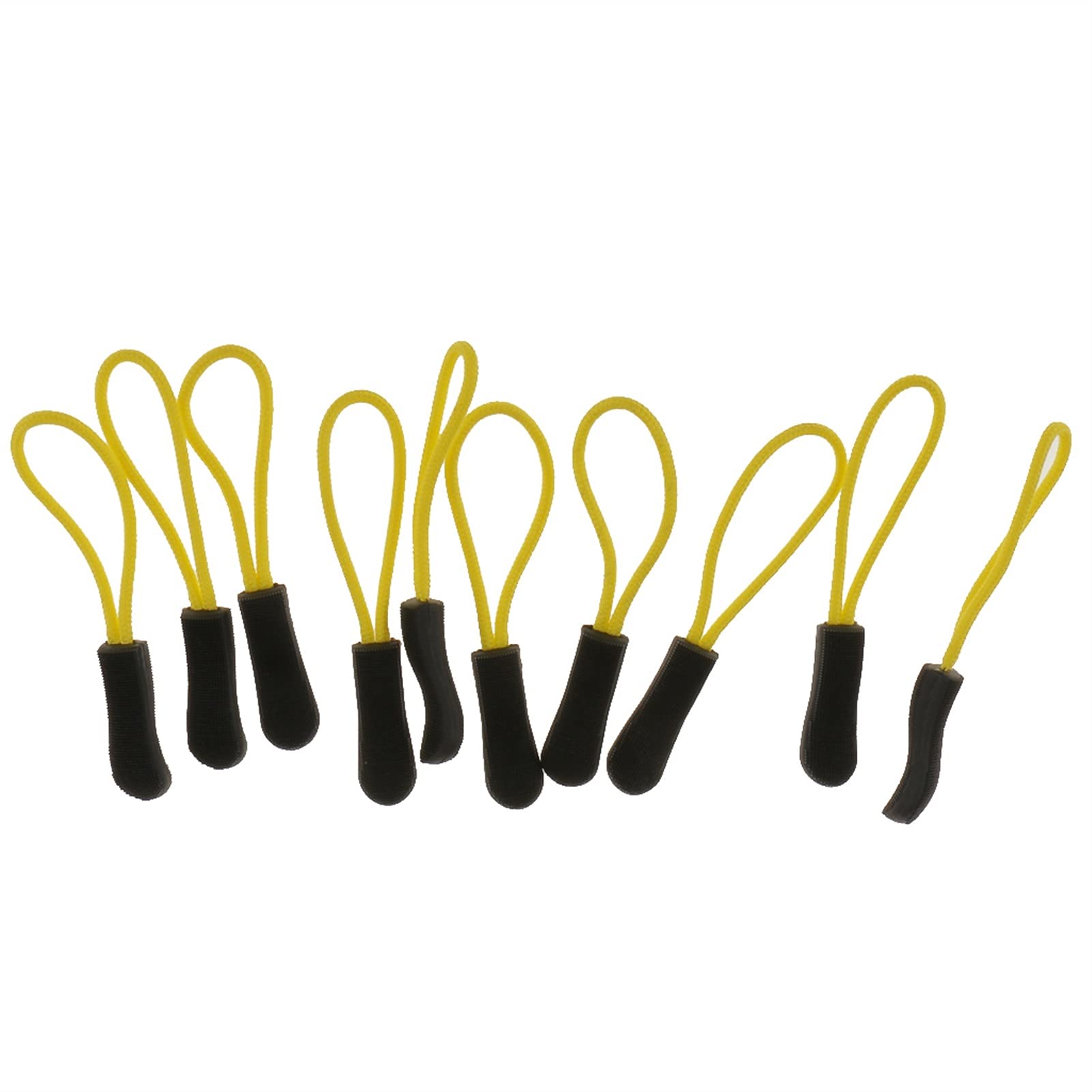 Durable 10pcs Sewing Zipper Pulls & Cord Ends - Multipurpose Zip Clip Buckle for Suitcase, Backpack, Clothing (Yellow) | Repair & DIY Accessories for Luggage, Bags & Garments