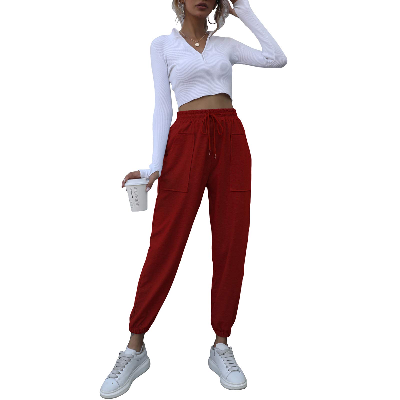 **Women's Stretch Sweatpants with Deep Pockets & Drawstring - Athletic, Golf, Lounge & Workout Pants for Comfort & Style**    *(Perfect for Running, Yoga, Travel & Casual Wear)*