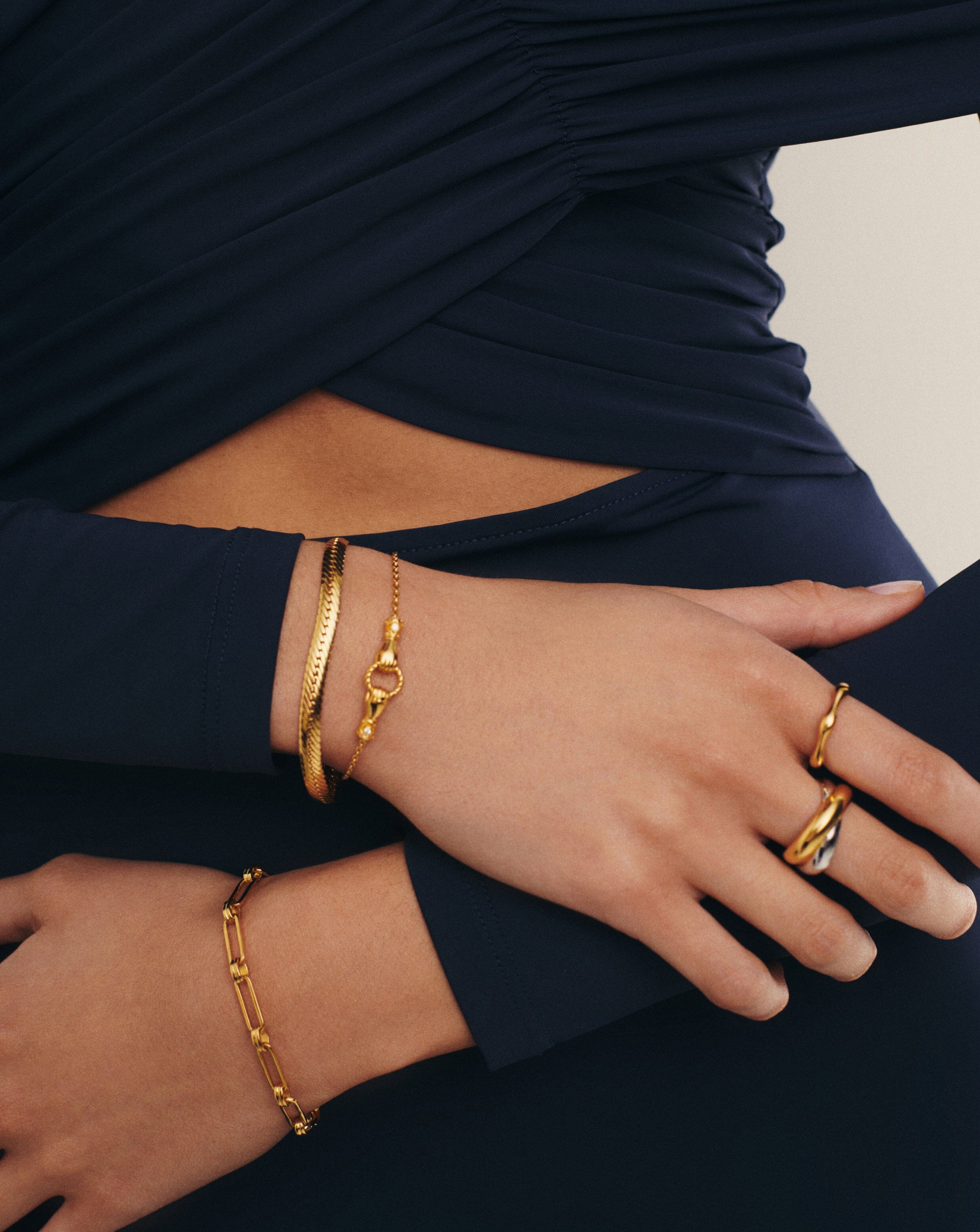 Harris Reed In Good Hands Slider Bracelet - 18k Gold Plated Cubic Zirconia & Black Onyx Adjustable Chain Bracelet for Women | Elegant Jewelry Gift for Birthday, Anniversary & Special Occasions