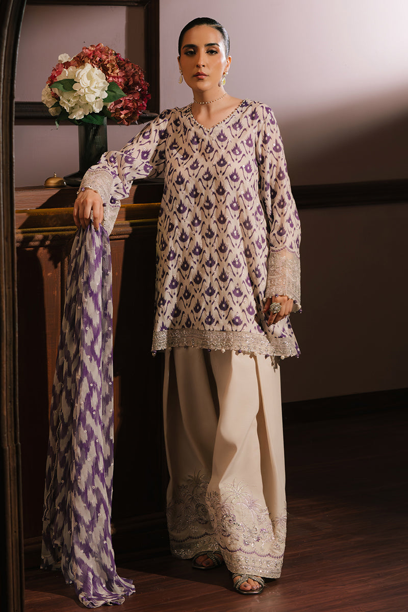 Lavender Luxe 3-Piece Silk Embroidered Suit Set for Women - Elegant Formal Wear for Weddings, Parties & Special Occasions