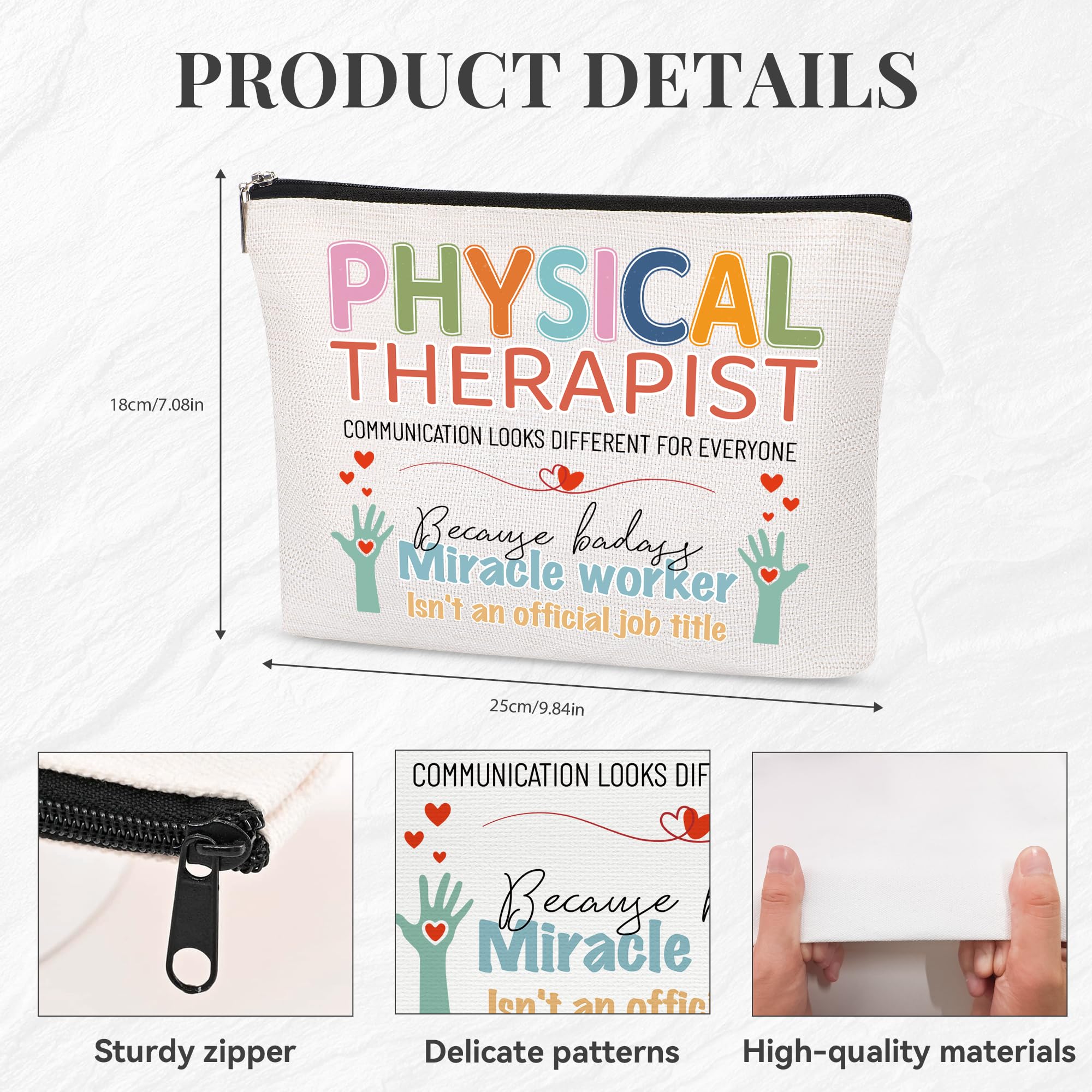 Physical Therapist Gifts for Women - PT Student Makeup Bag & Appreciation Gift for Physical Therapy, Pathologist, PTA, OT - Perfect for Clinicals, Graduation & Thank You Presents
