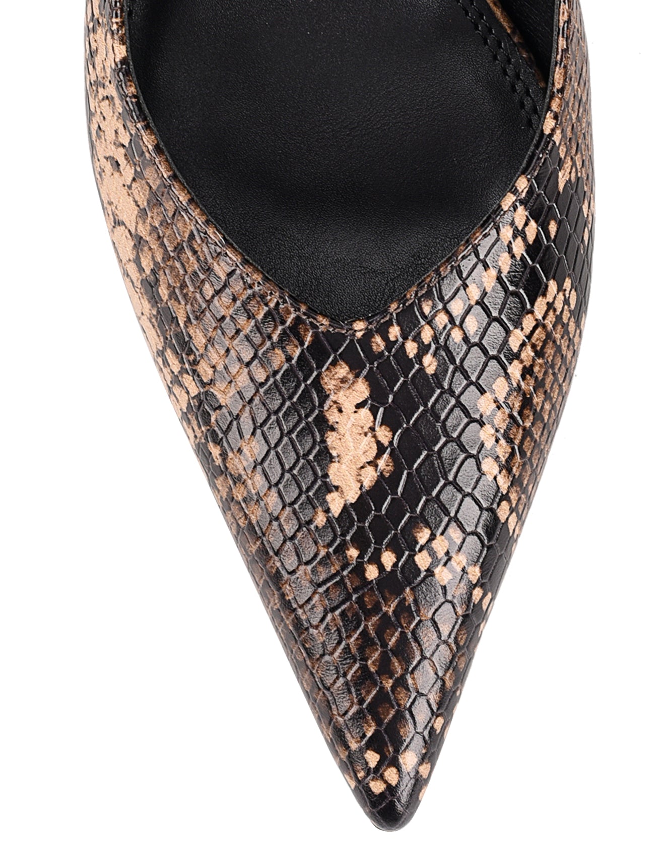 Yory Slingback Kitten Heels - Brown Snake Leather Women's Shoes | Comfortable Low Heels for Work, Office & Casual Wear